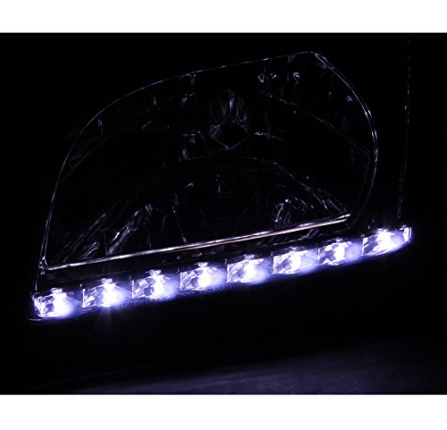 DRL LED Crystal Headlights with Corner Signal Smoke - Compatible with 2001-2004 Toyota Tacoma - Upgrade Your Night Driving & Off-Road Adventure Lighting