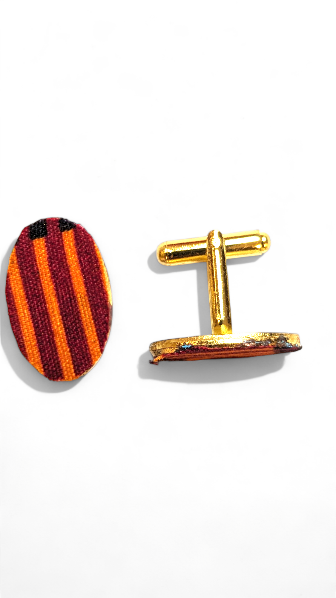 Dupsie's Gold Plated Oval African Print Cufflinks for Men - Elegant Wedding & Formal Event Accessories (DPJGAPC2)