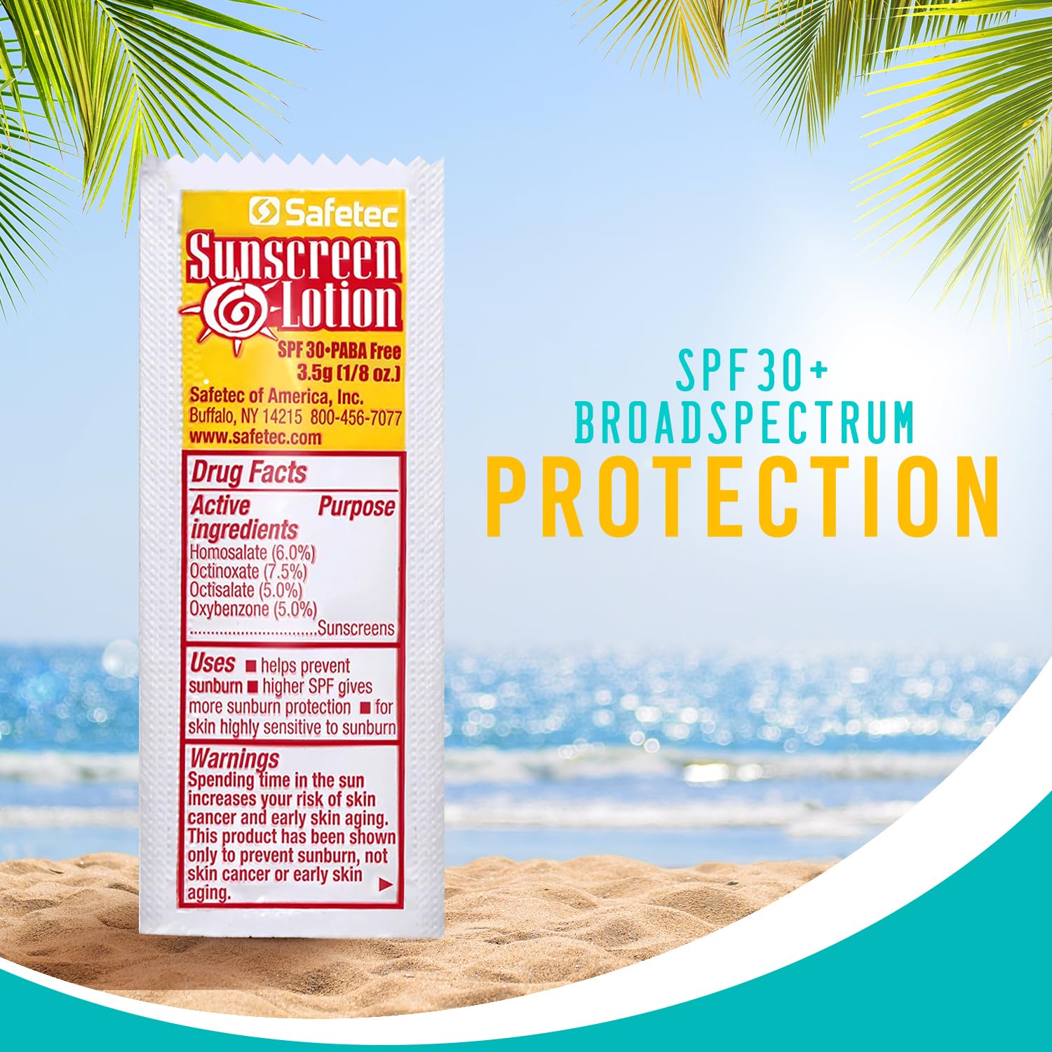 SPF 30 Sunscreen Lotion Packets - 1000 Travel Size PABA-Free Sun Protection for Outdoor Activities, Beach & Sports | Includes Reclosable Storage Bag