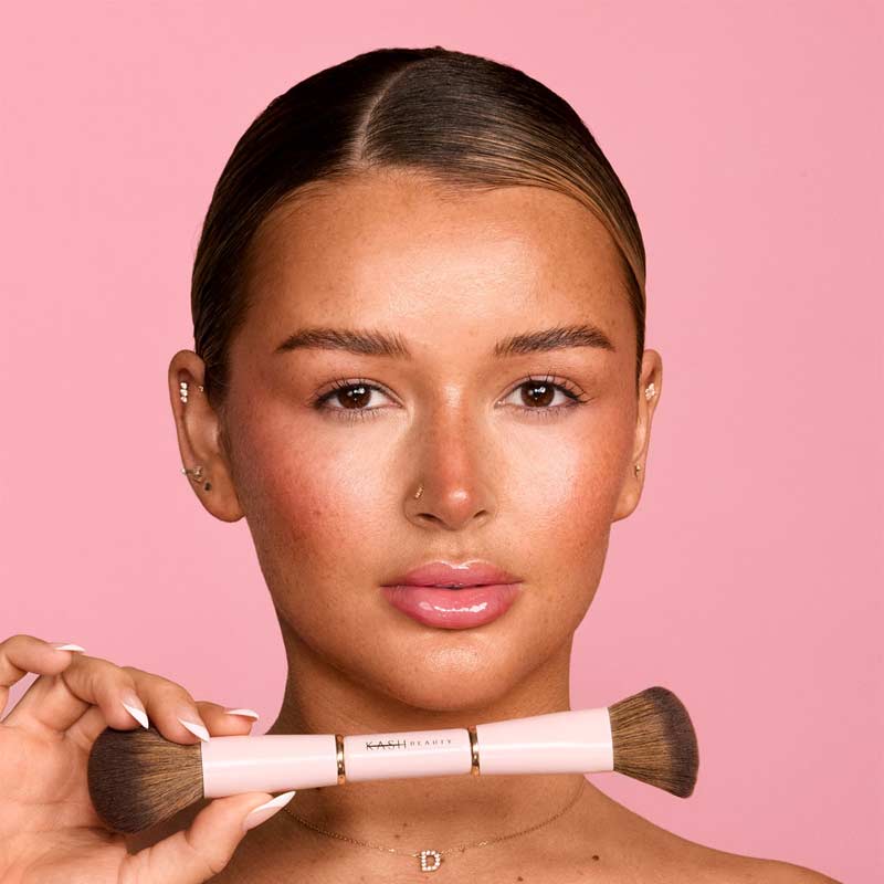 KASH Beauty x Charleen Professional Face Brush Duo Set - Soft Synthetic Bristles for Liquid & Powder Foundation - Perfect for Makeup Application & Blending (Everyday Use & Travel)