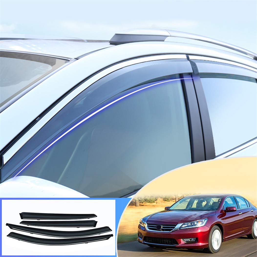 Honda Accord 2.4 MK7 2004-2007 Window Visors | Smoke Rain Guards & Wind Deflectors | Tape-On Mount Side Window Shades (4PCS) | Perfect for Rain Protection & Improved Airflow