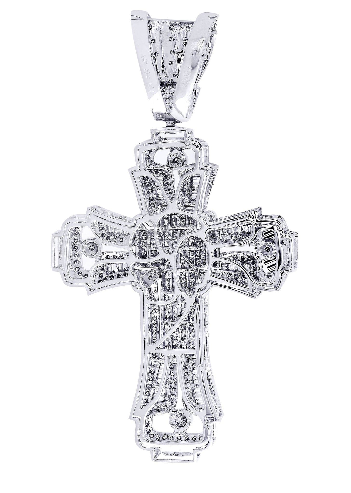 3.18 Carat Diamond Cross Pendant Necklace - 21.52 Grams Solid Gold Religious Jewelry for Women - Perfect for Church, Baptism & Special Occasions