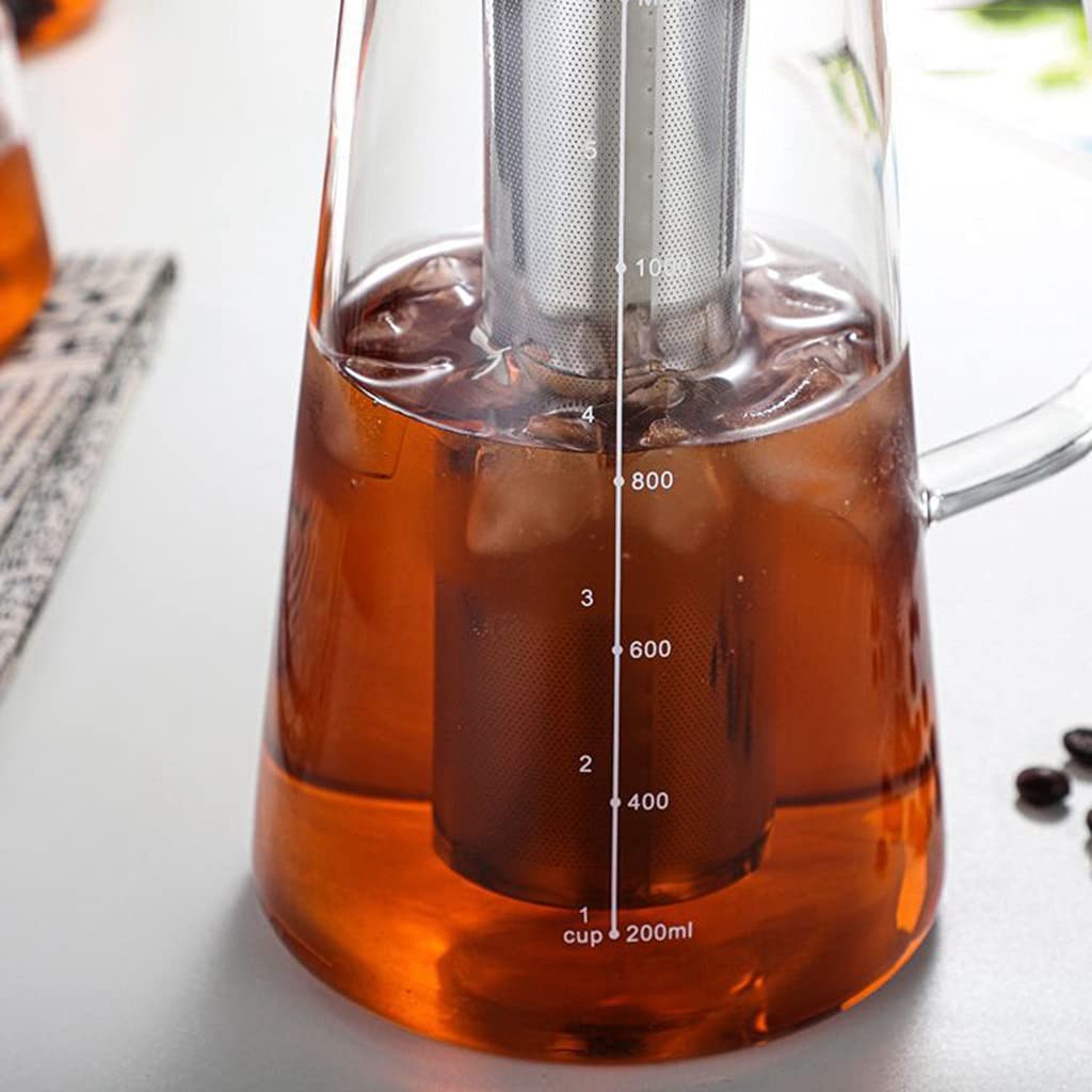 Premium Cold Brew Coffee Maker & Iced Tea Infuser with Removable Stainless Steel Filter - 1.4L Durable Glass Carafe, Fruit Infusion Pitcher with Ergonomic Handle (Style3) - Perfect for Home, Office & Outdoor Use