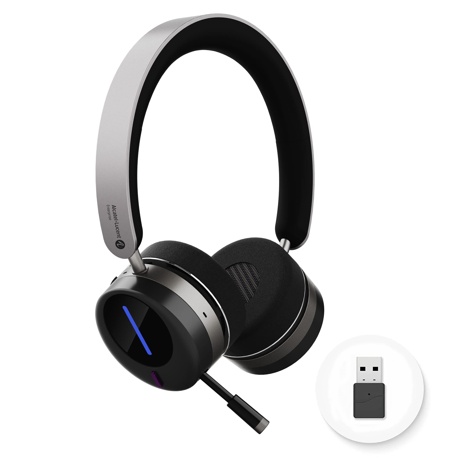 Wireless Bluetooth Headphones with Microphone - Active Noise Cancelling (ANC) Headset - Compatible with Teams, Zoom, iPhone & Android - 45H Playtime for Calls, Gaming & Meetings - Over Ear Work Headphones for Office, Travel & Home Use