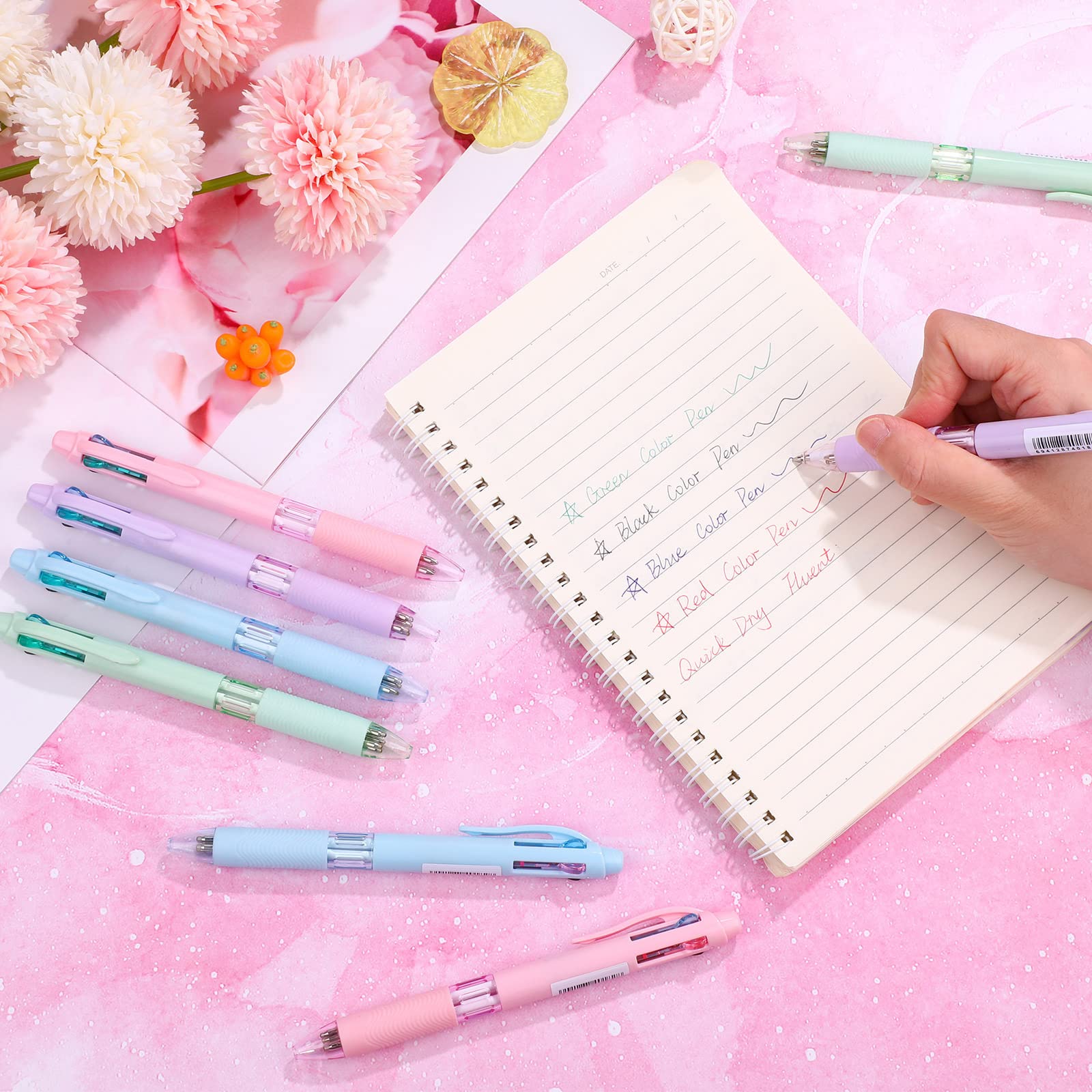 4-in-1 Multicolor Retractable Ballpoint Pens (0.7mm Fine Point) - 16 Pack Colored Gel Ink Pens for Writing, Note Taking, Journaling & Marking - Perfect for School, Office & Art Projects
