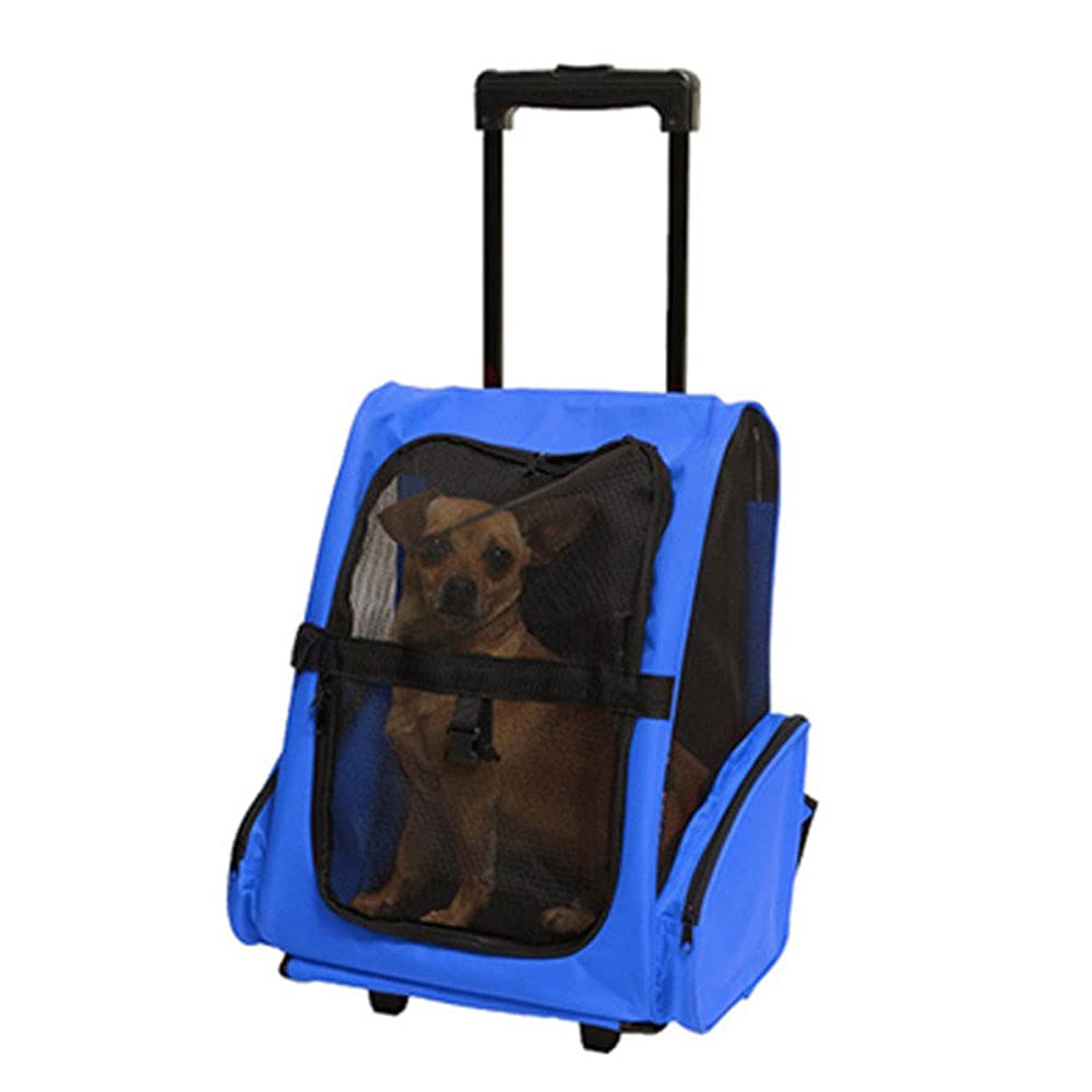WLDOCA Wheeled Pet Carrier Backpack - Convertible Pet Stroller with Telescopic Handle for Cats, Dogs, Puppies & Kittens | Comfortable Travel Carrier for Vet Visits, Outdoor Adventures & Airplane Travel