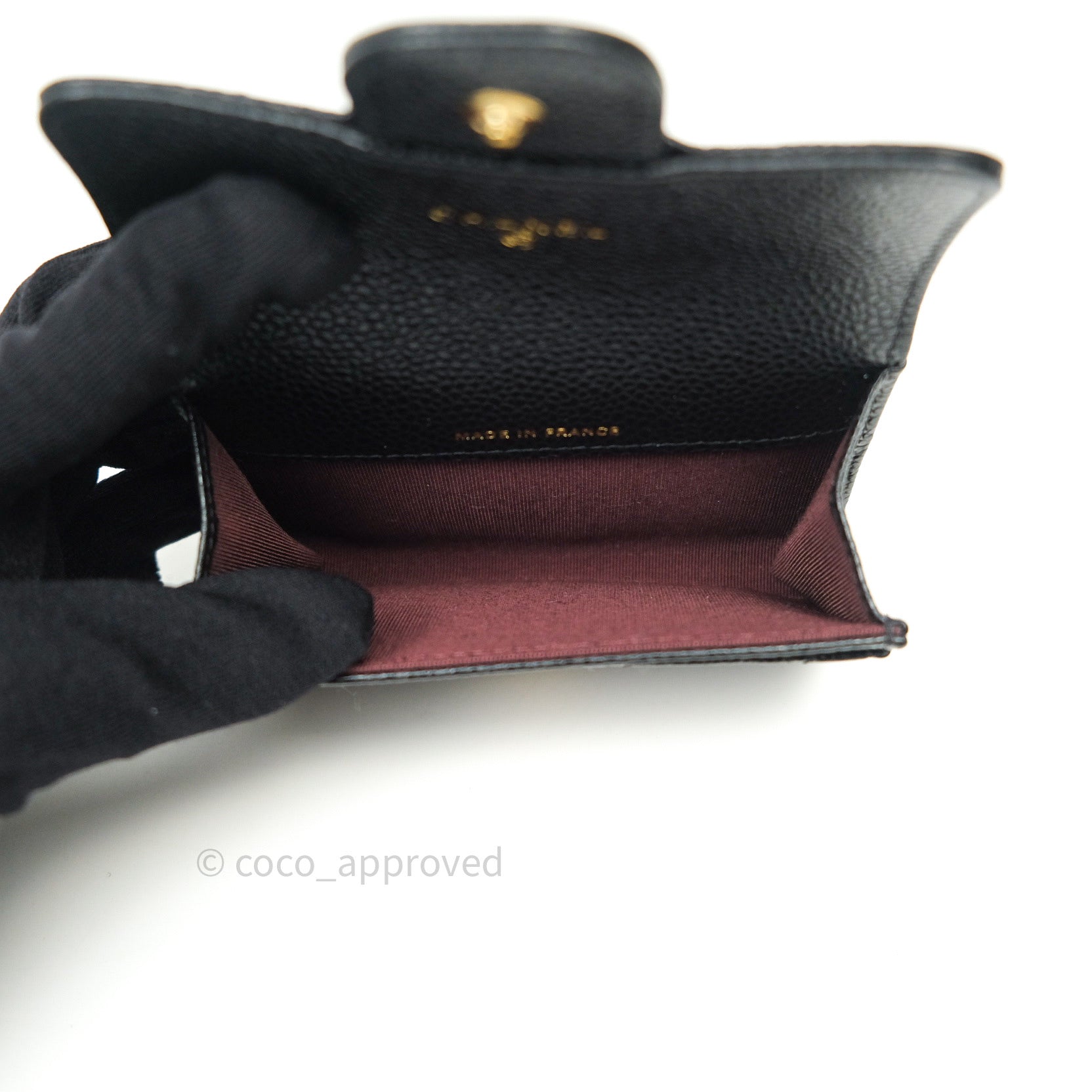 Chanel Caviar Quilted Flap Card Holder Wallet - Black with Gold Hardware | Luxury Compact Wallet for Women, Perfect for Everyday Use & Special Occasions