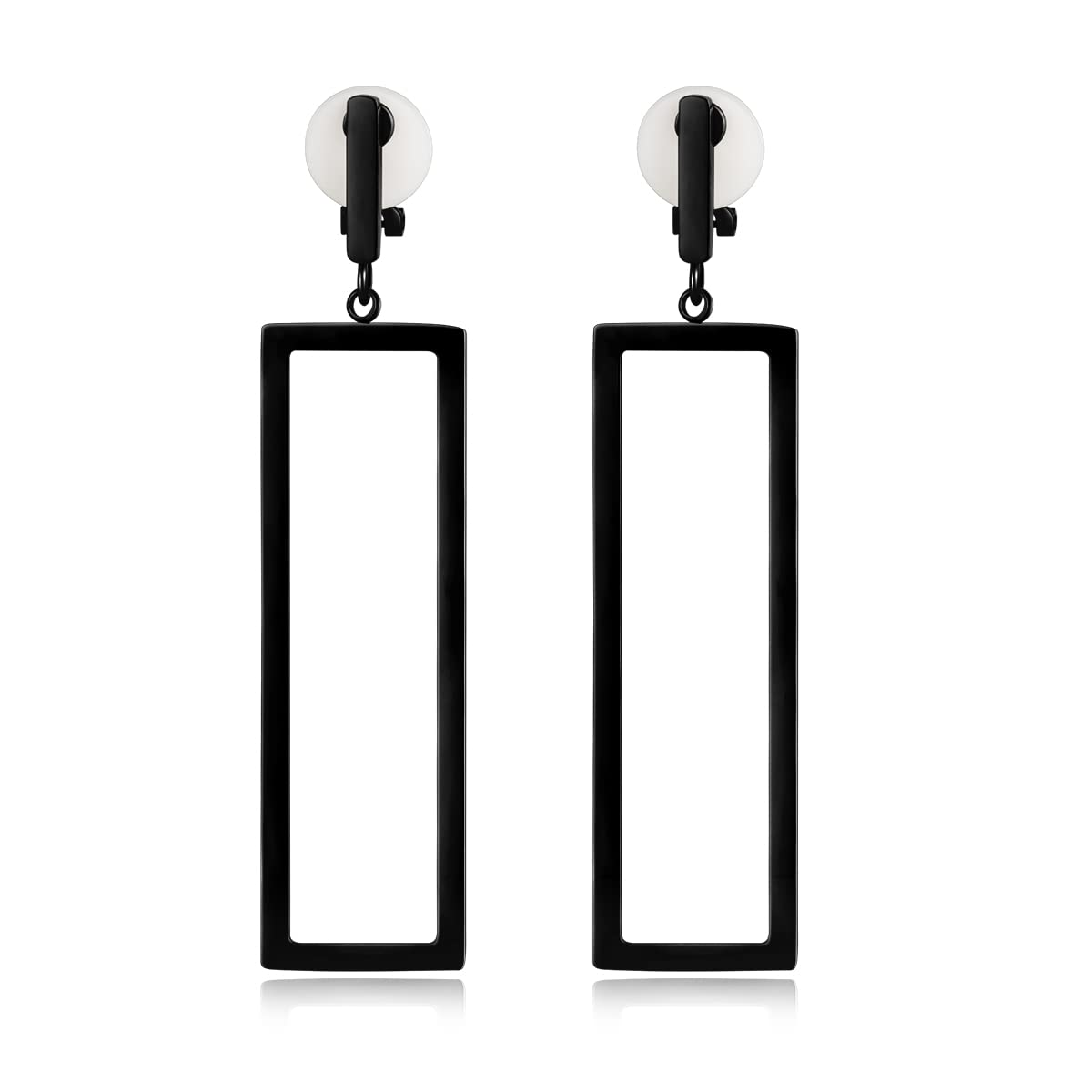 Stylish Metal Geometric Clip-On Drop Earrings for Women - Gold, Black & Silver Non-Piercing Dangle Earrings (Rectangle, Triangle, Bar, Circle, Waterdrop, Ellipse) - Perfect for Parties, Weddings & Everyday Wear
