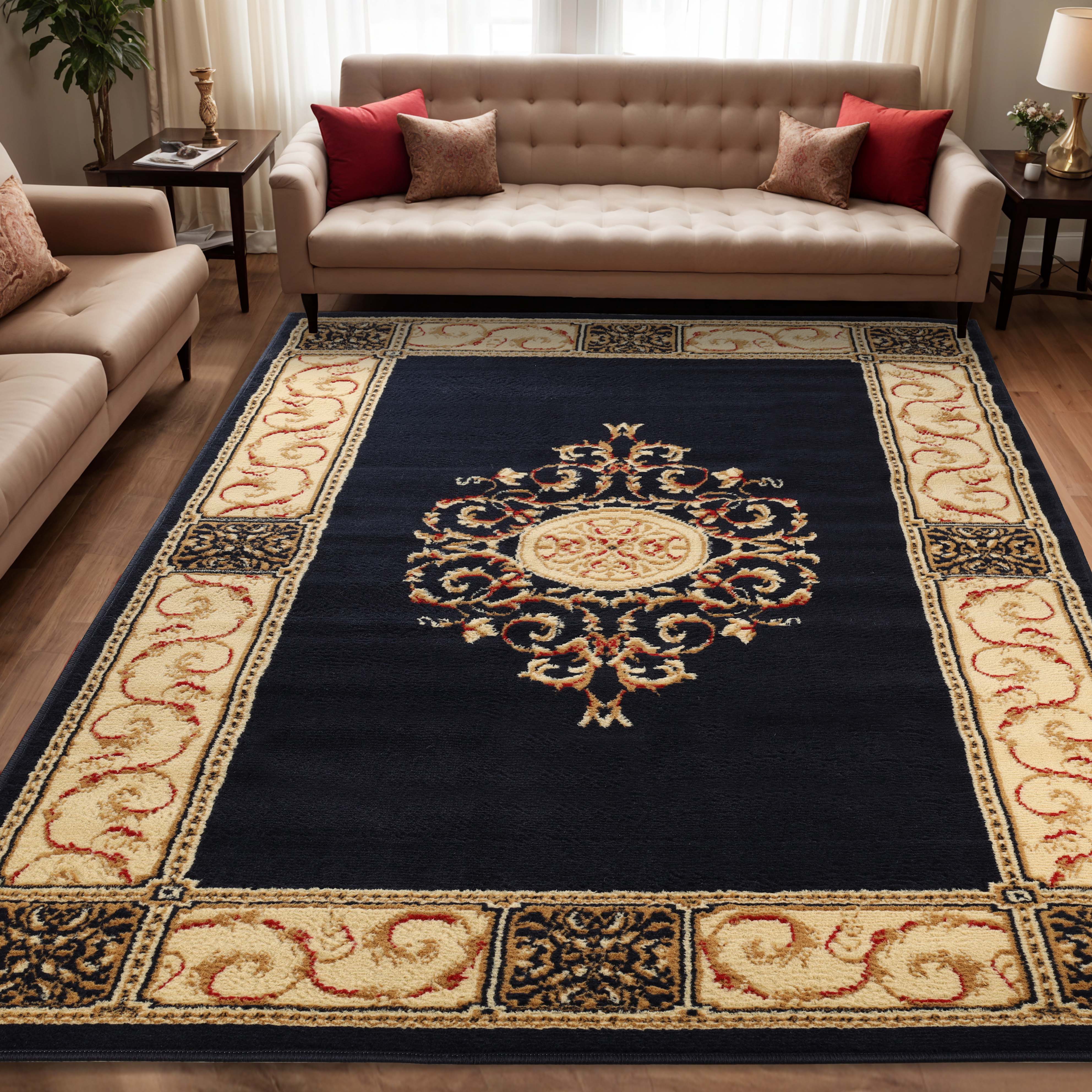 Large Medallion Modern Bohemian Indoor Area Rug or Runner - Perfect for Living Room, Bedroom & Boho Home Decor