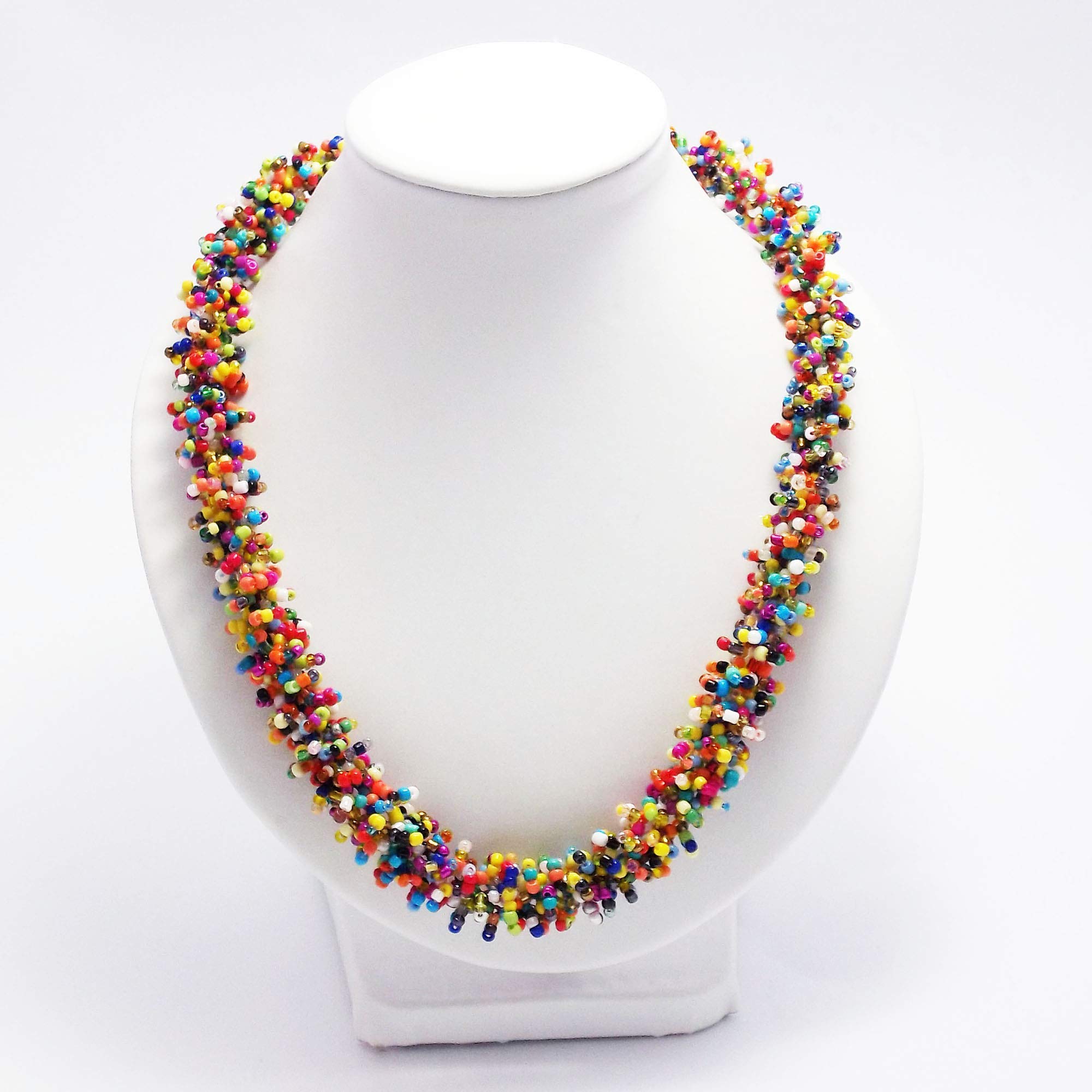 Vibrant African Beaded Statement Necklace - Handmade Colorful Rope Jewelry for Women, Unique Gift for Grandma - Perfect for Summer Outfits, Weddings & Cultural Events