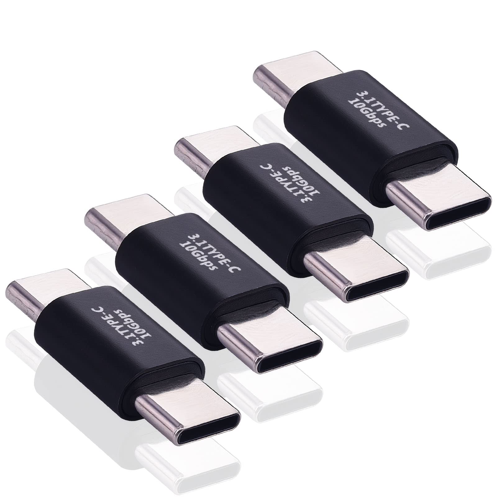 USB C Male to Male Adapter (4 Pack) - USB C to USB C Data Sync & Fast Charging Cable - 10Gbps 60W USB 3.1 Gen 2 - Compatible with MacBook Pro, Galaxy S23, iPad Pro & More - Perfect for Office, Travel & Home Charging