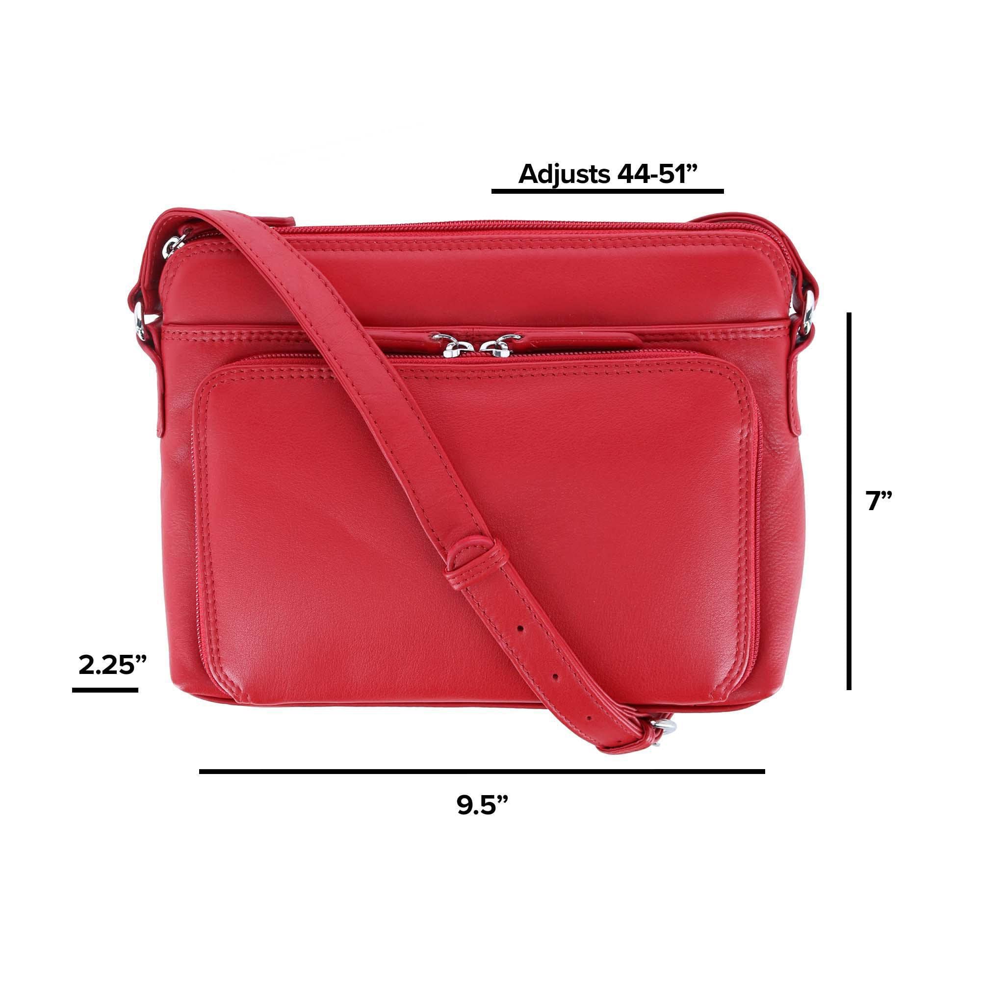 CTM® Women's Genuine Leather Shoulder Bag Purse with Side Organizer Pockets - Stylish Crossbody Handbag for Work, Travel & Everyday Use