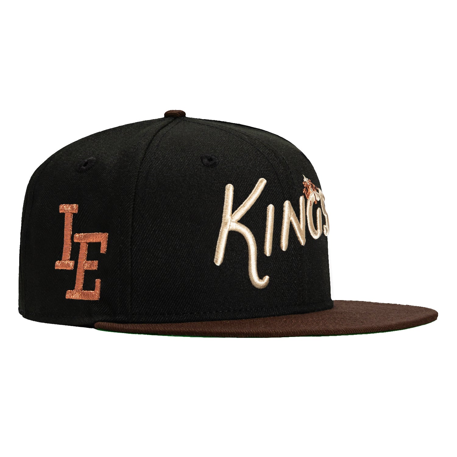 New Era 59Fifty Inland Empire 66ers Kings IE Patch Snapback Hat - Black & Brown Adjustable Baseball Cap for Men | Basketball Fan Gear, Streetwear Fashion Accessory