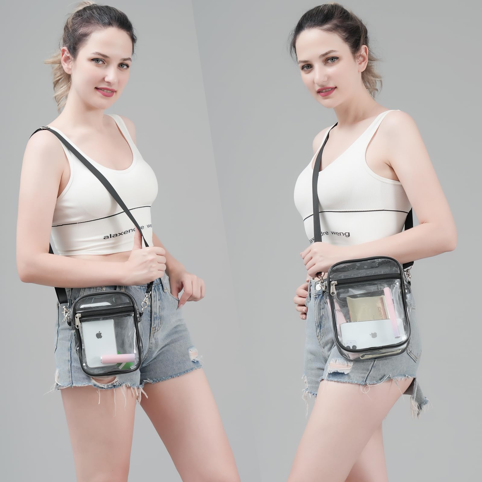 COVAX Clear Crossbody Purse Bag - Stadium Approved Transparent Bag for Concerts, Festivals, Sports Events & Theme Parks - Waterproof & Secure for Travel, Shopping & Night Out