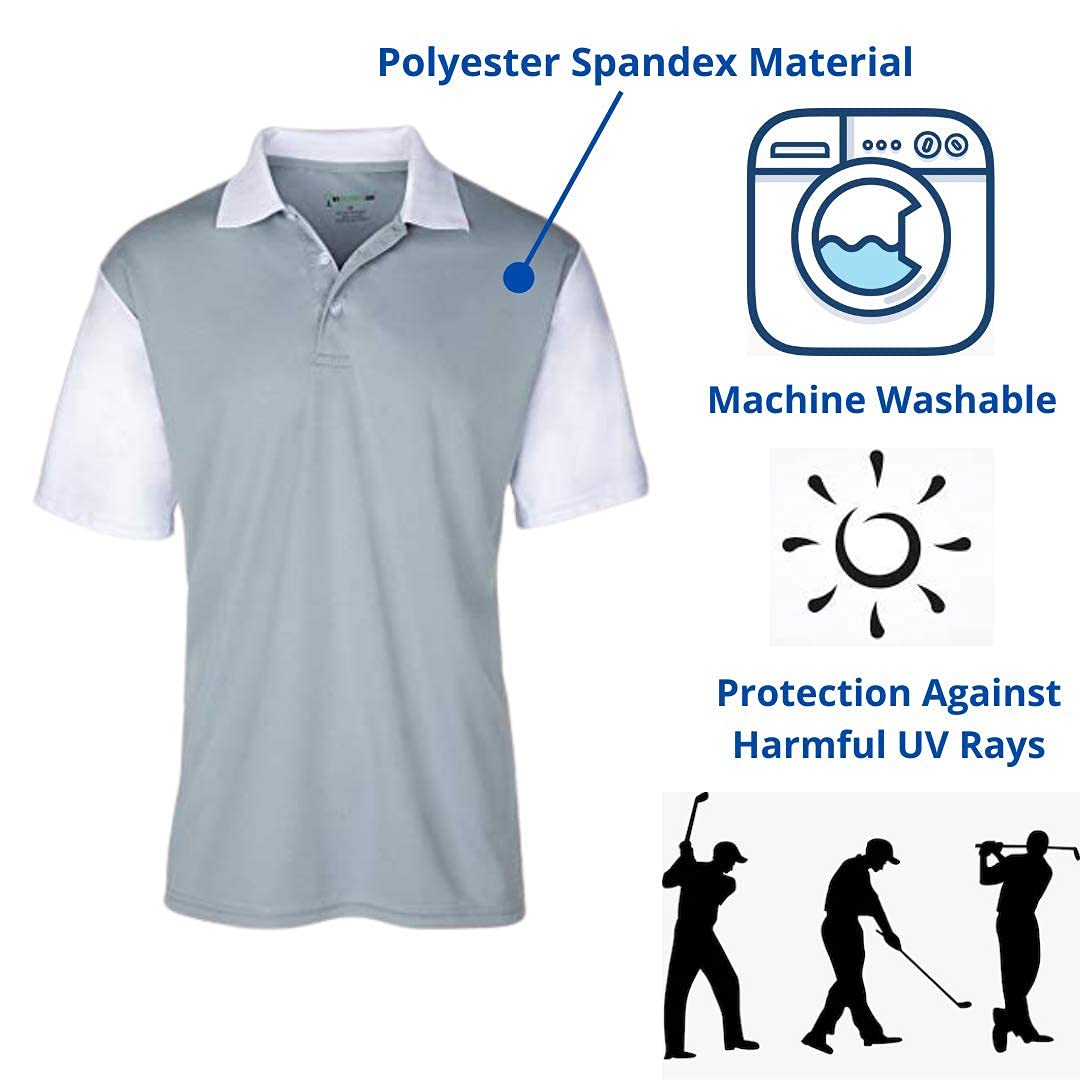 Men's Slim Fit Short Sleeve Golf Polo Shirt - Moisture Wicking Polyester Spandex Blend - Breathable & Stretchable for Comfort - Includes Free Golf Hat - Perfect for Golfing, Casual Wear & Outdoor Activities