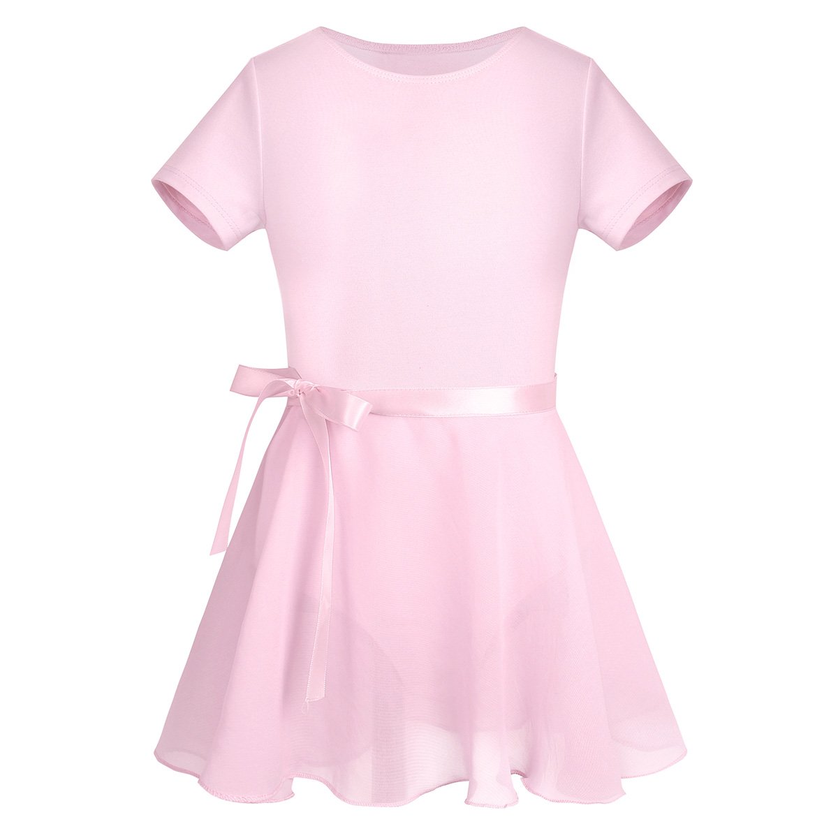 Girls Ballet Leotard with Chiffon Skirt - Short Sleeve Dance Gymnastics Outfit for Toddler & Kids - Perfect for Ballet Class, Recital, Performance and Dance Practice