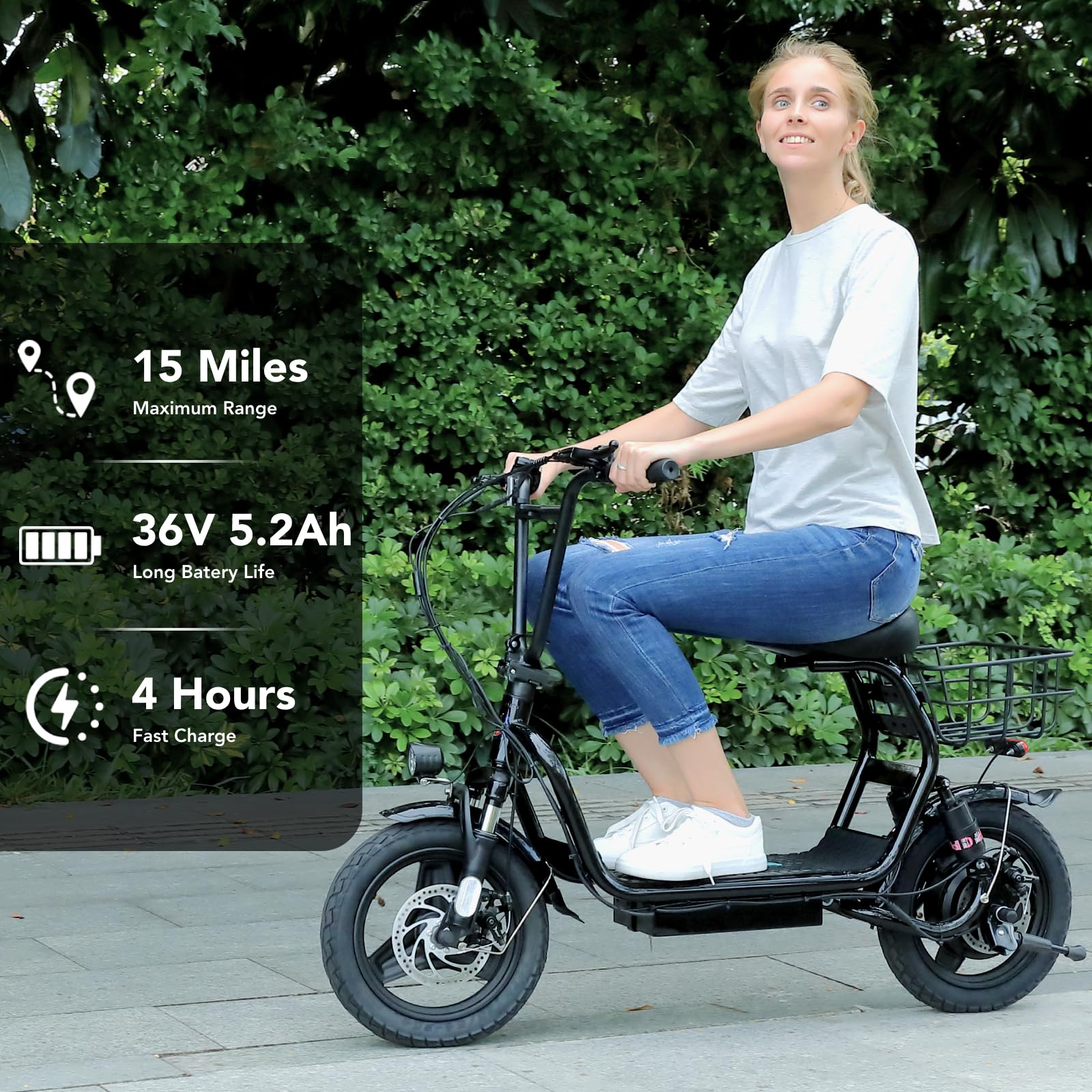 Caroma Peak 1200W Foldable Electric Scooter with Seat - 14