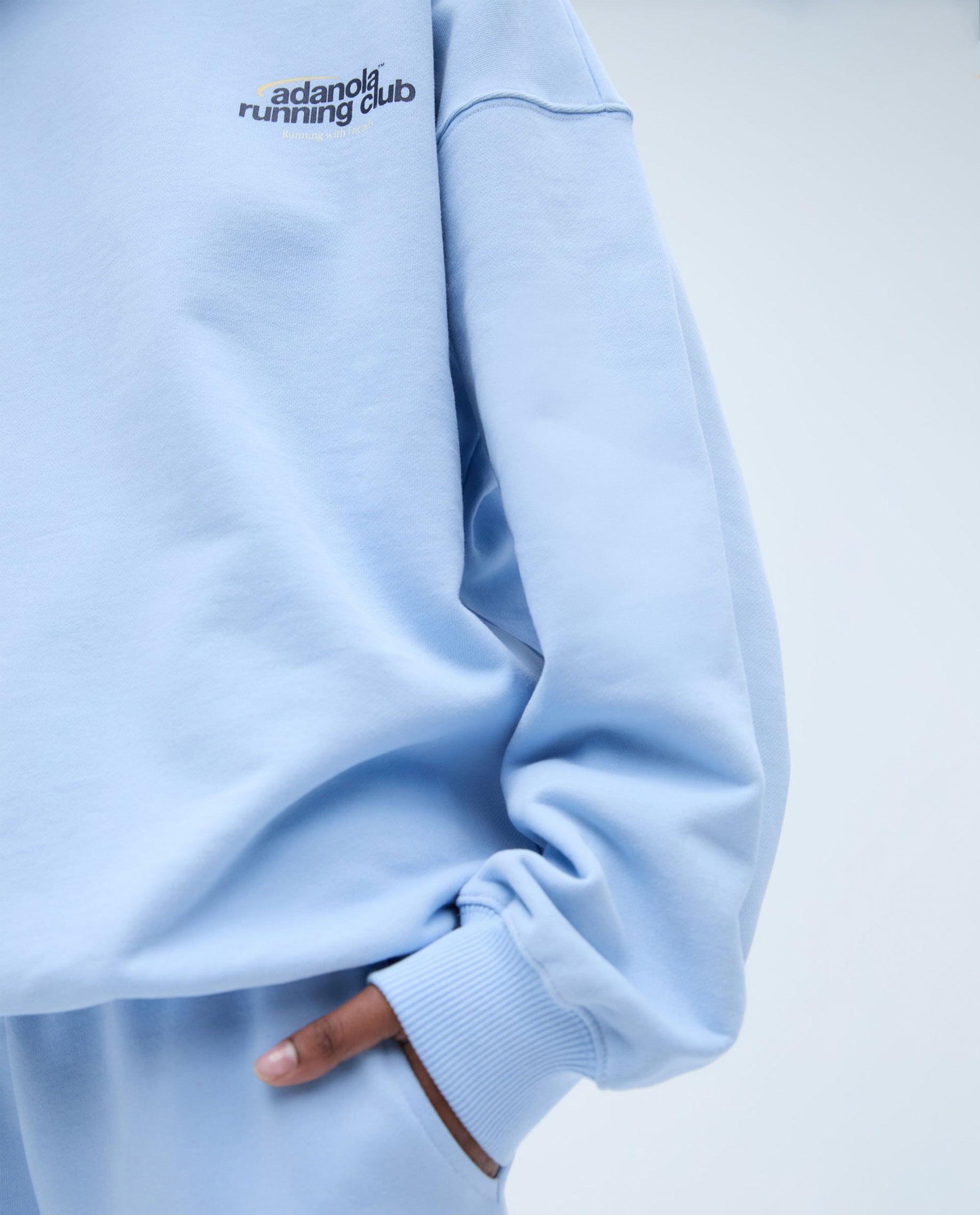 Adanola Women's Oversized Running Sweatshirt - Soft Athletic Pullover Hoodie for Jogging & Gym - Powder Blue Casual Loungewear for Workouts & Streetwear Fashion