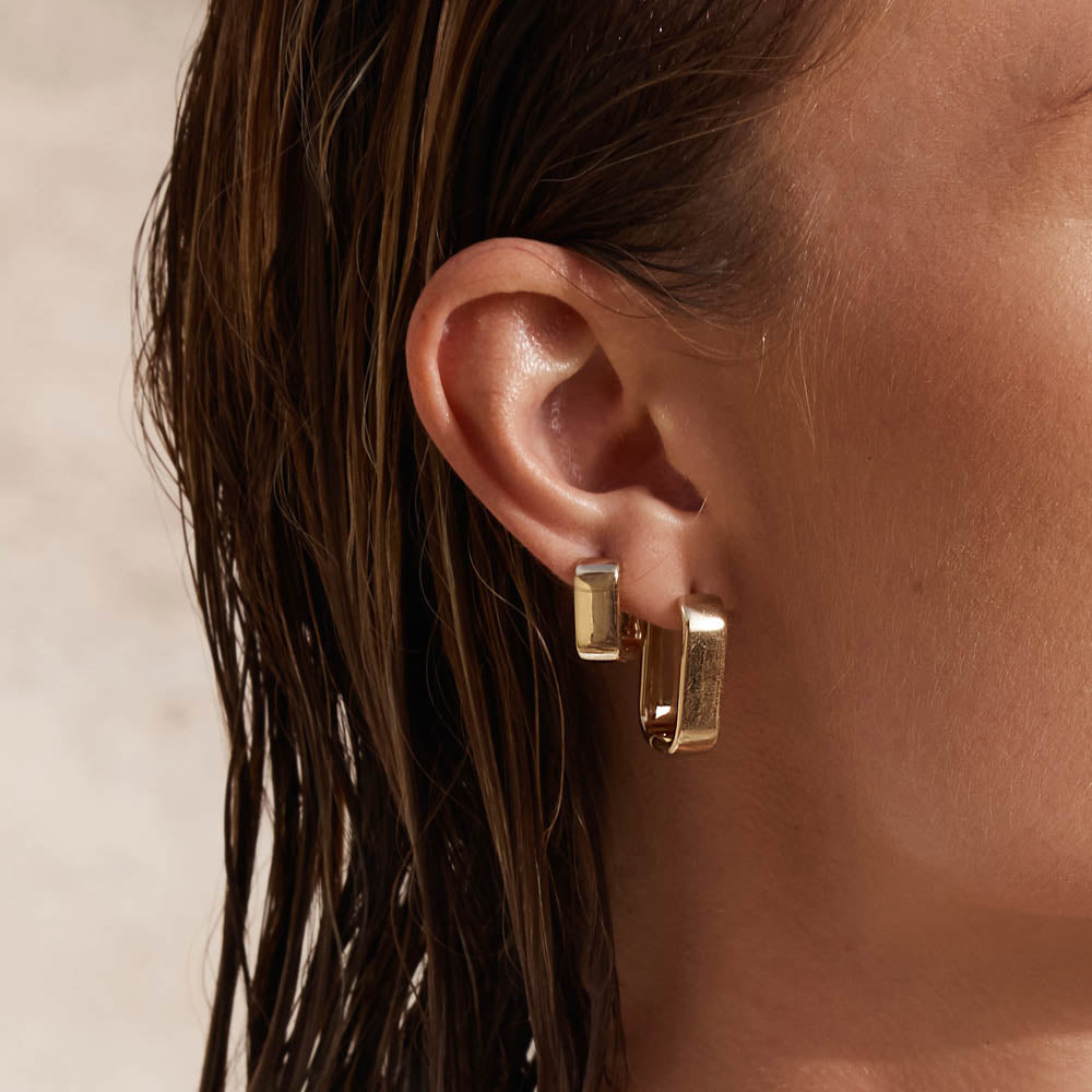 Chunky Gold Paperclip Earrings for Women - Trendy Midi Hoop Earrings for Everyday Wear & Gift Giving