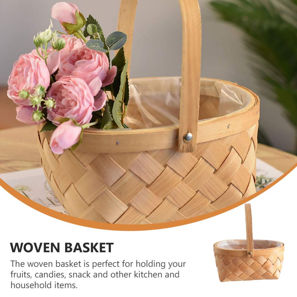 Bestoyard Natural Rattan Wicker Easter Basket with Handles - Wooden Storage Organizer for Home Decor, Easter Egg Hunt, Fall Harvest, Picnic, Wedding, Gardening & Rustic Party Decorations