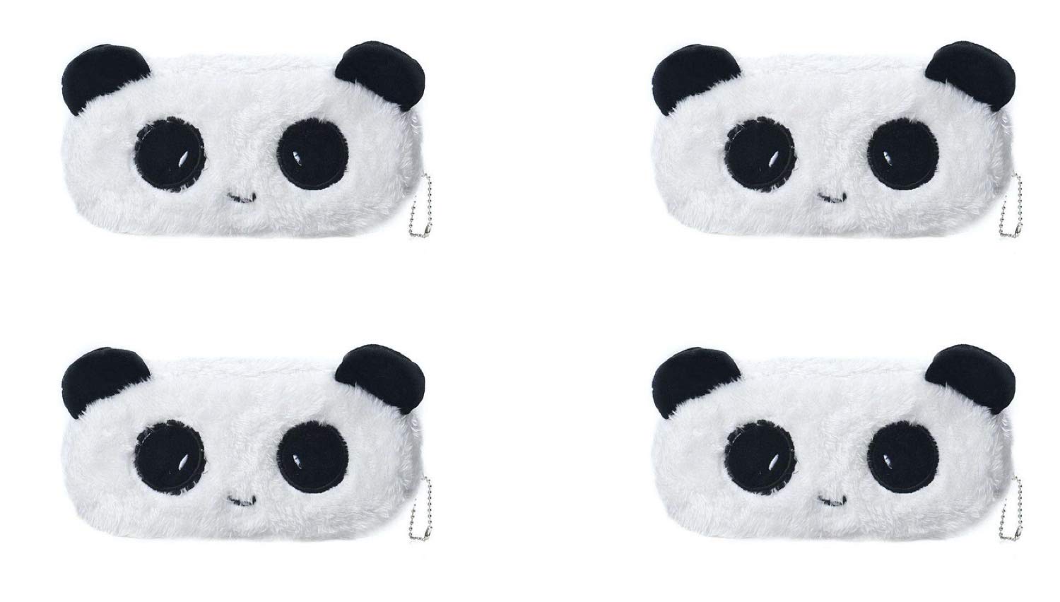Soft Panda Fur Pencil Pouch for Kids - Cute School Supplies & Stationery Organizer (4 Pack) - Perfect for Classroom, Office & Travel Use
