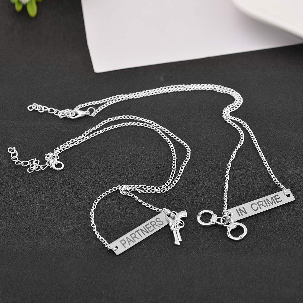 MJartoria Best Friend Necklaces - Engraved BFF Jewelry for Partners in Crime, Perfect for Birthdays, Anniversaries, and Special Occasions