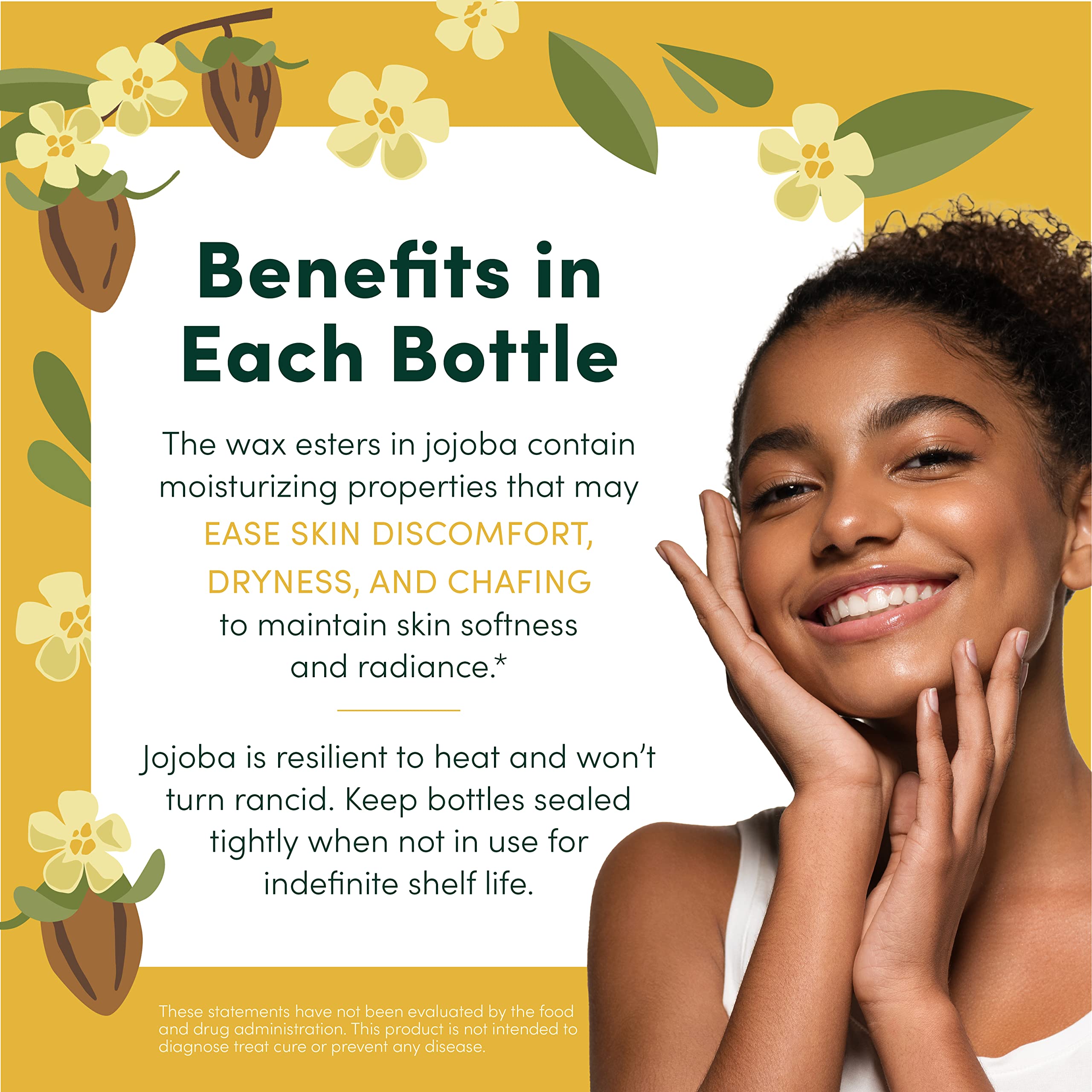HobaCare Organic Jojoba Oil - 100% Pure, Unrefined Cold Pressed Jojoba Oil for Skin, Hair & Nails - Natural Moisturizing Body Oil & Face Moisturizer for Dry Skin - Beard Care & Scalp Treatment - Perfect for Daily Skincare Routine & DIY Beauty Recipes (16 fl oz)