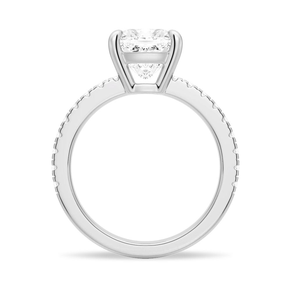 Pavé Band Cushion Cut Moissanite Engagement Ring for Women - Sparkling Wedding & Proposal Jewelry Gift for Her