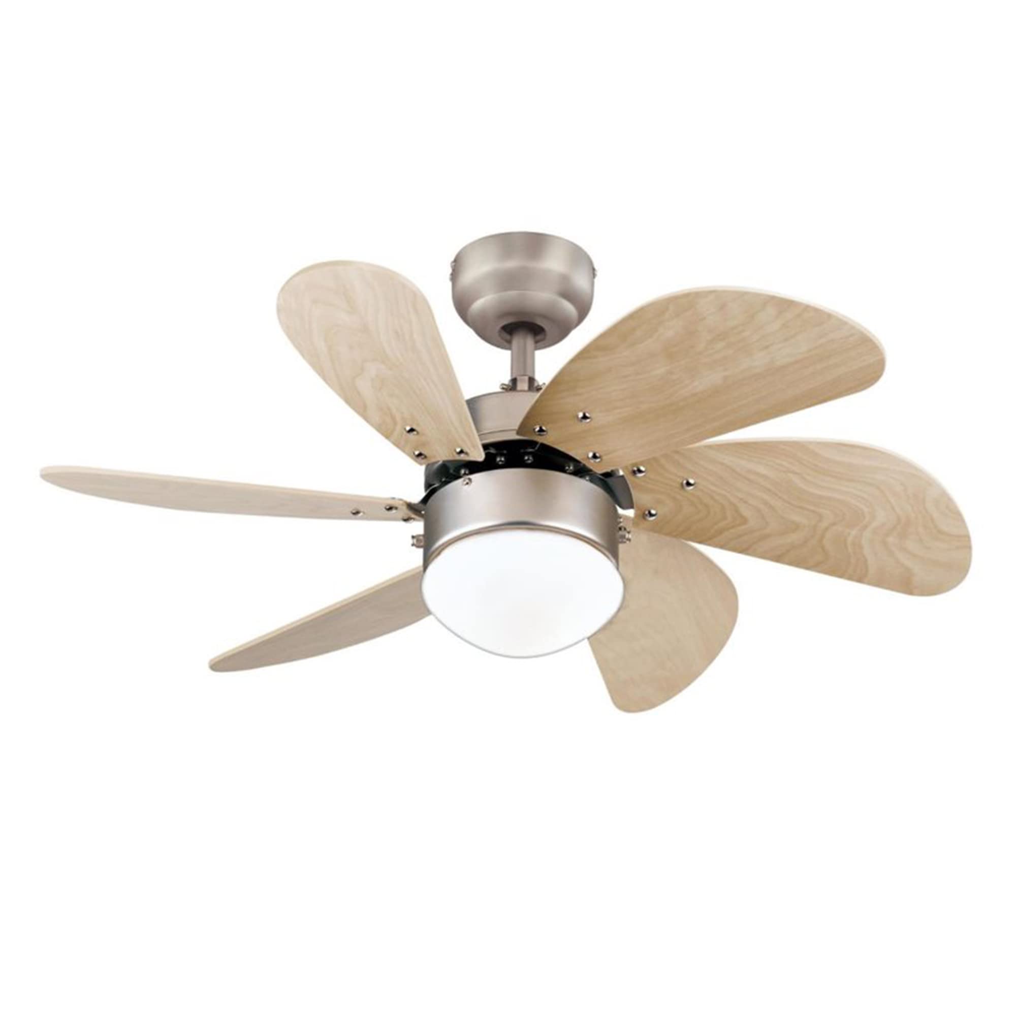 Westinghouse 7224000 30 Inch Turbo Swirl Indoor Ceiling Fan with LED Light Kit, Brushed Nickel Finish - Perfect for Bedroom, Living Room & Home Office Cooling