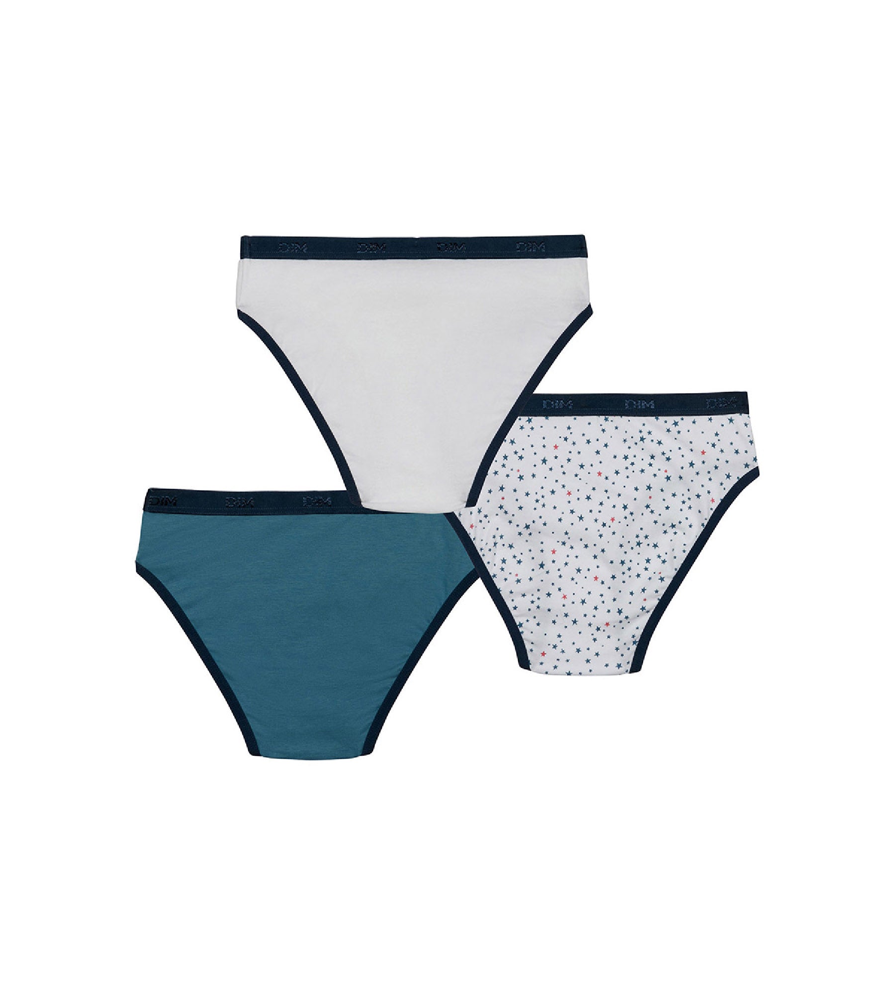 3 Pack Girls Cotton Stretch Star Print Underwear - White & Blue - Soft Breathable Panties for Kids - Perfect for School, Playtime & Everyday Comfort