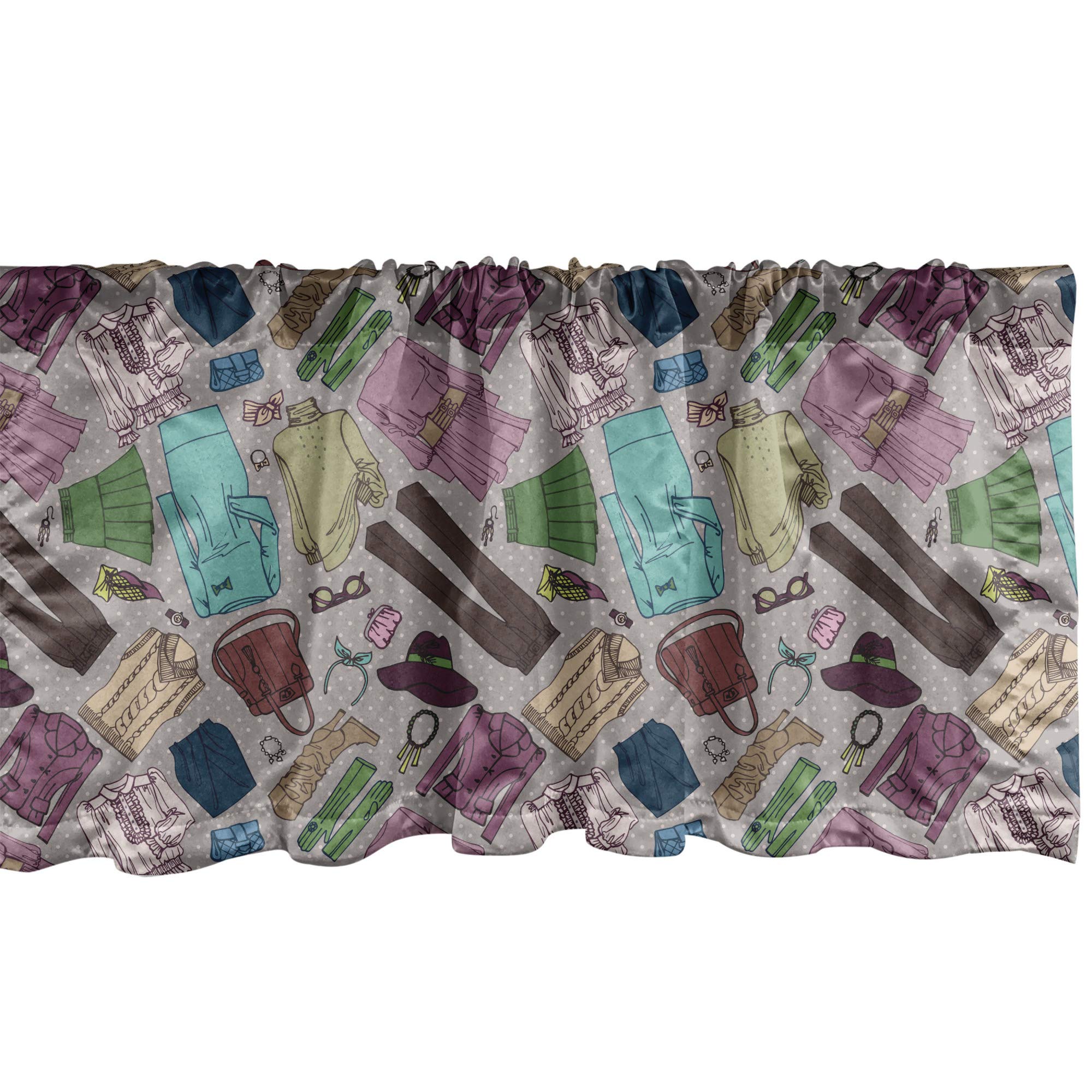 Ambesonne Bohemian Window Valance - Stylish Sketchy Fashion & Glamor Design for Kitchen & Bedroom Decor - 54 x 18 Inch Rod Pocket Curtain - Multicolor - Perfect for Boho Chic, Vintage & Modern Home Interiors