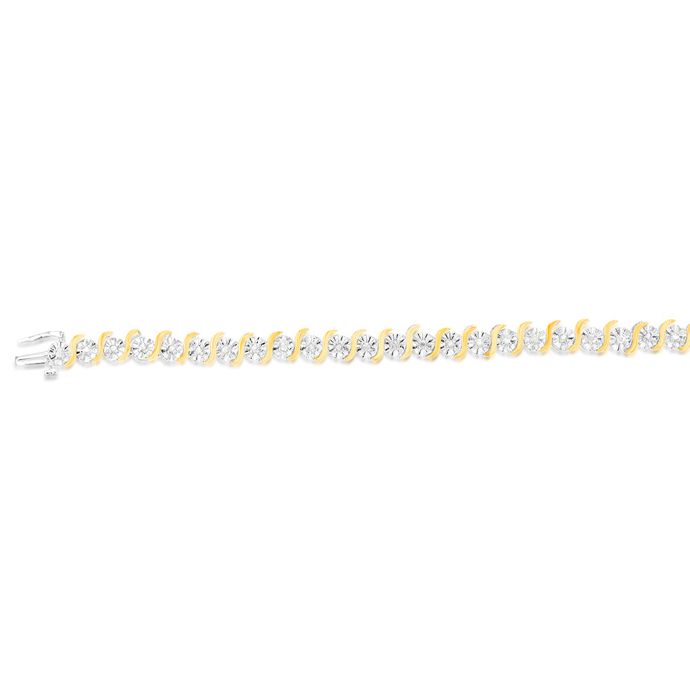 1 Carat Diamond Bracelet in Two-Toned Sterling Silver - Elegant Jewelry for Women, Anniversary & Wedding Gift - Perfect for Special Occasions & Evening Events