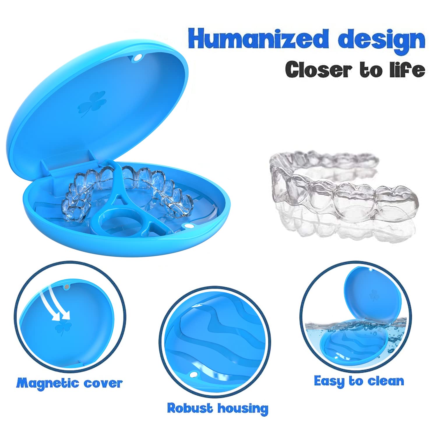 ARGOMAX 2 Pack Retainer Case for Invisalign & Braces - Durable Orthodontic Aligner Storage Holder, Travel-Friendly Mouthguard Protector (Blue) - Perfect for School, Gym & Vacation Use
