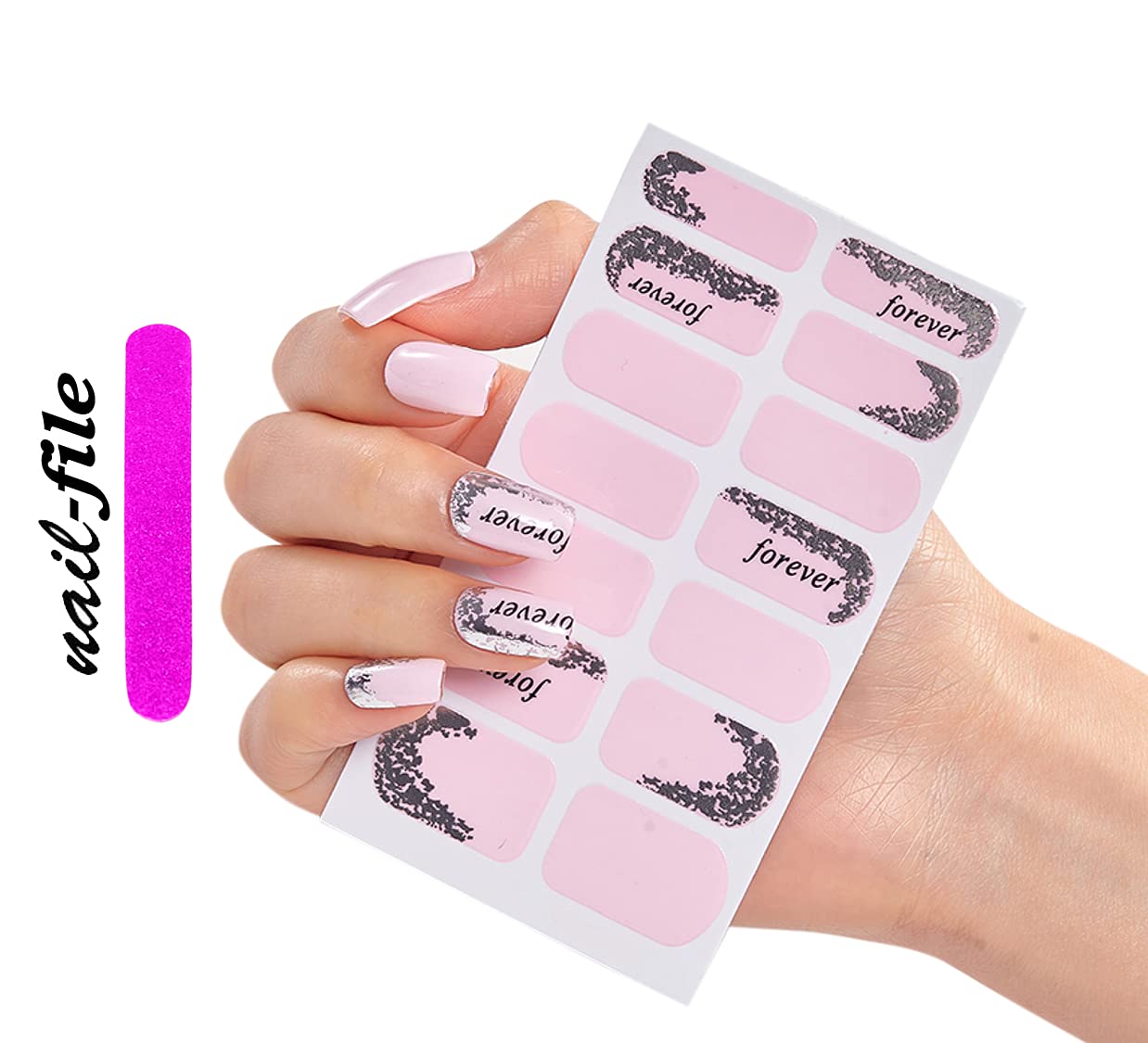 Forever Quote Nail Stickers - XAF-27 Multicolor Canvas Art Manicure Decals | DIY Nail Art for Parties, Weddings & Special Occasions