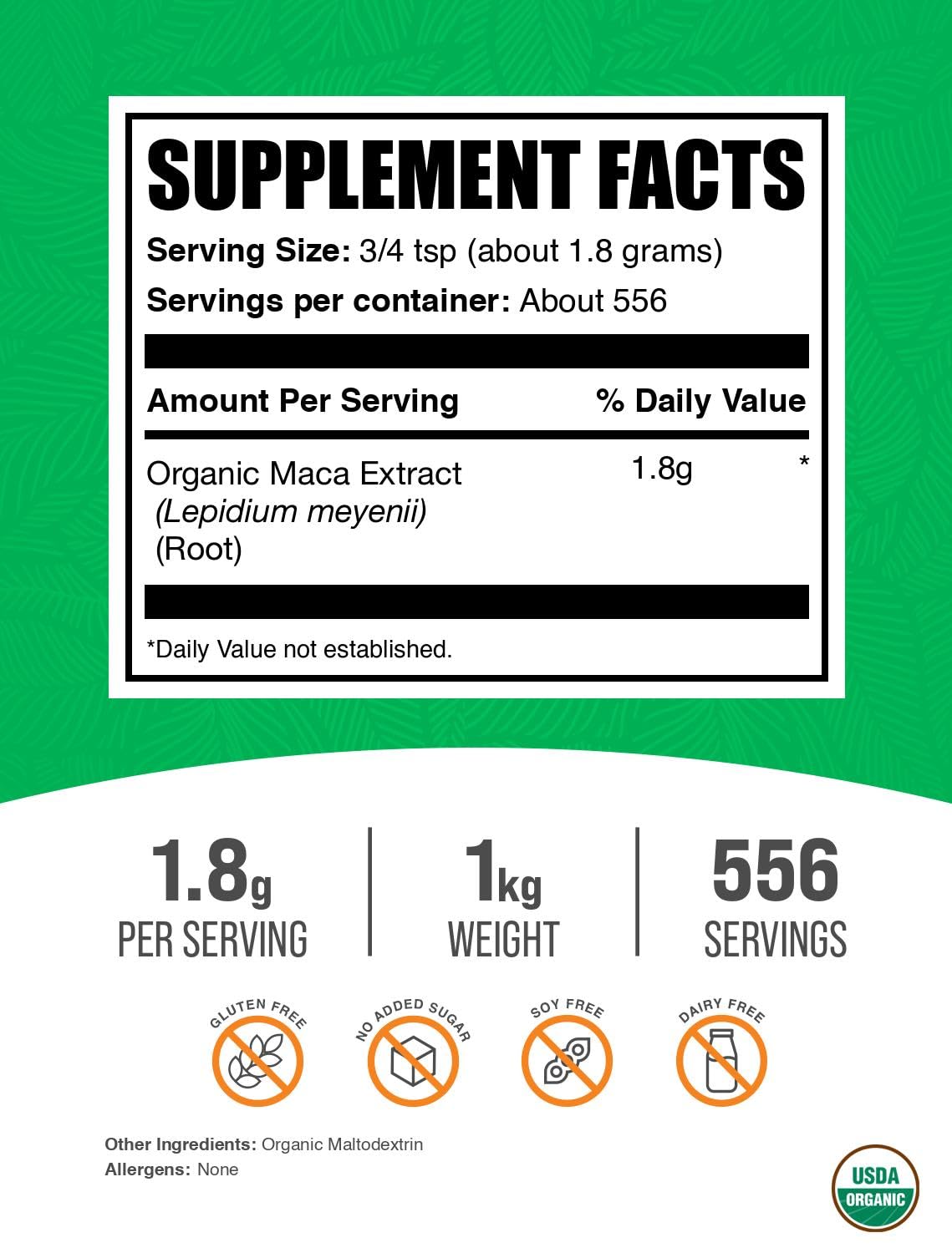 Organic Maca Root Extract Powder - Vegan & Gluten Free Superfood Supplement, 1kg (2.2 lbs) - Energy Booster for Men & Women, Natural Hormone Balance Support - Perfect for Smoothies, Baking & Daily Wellness