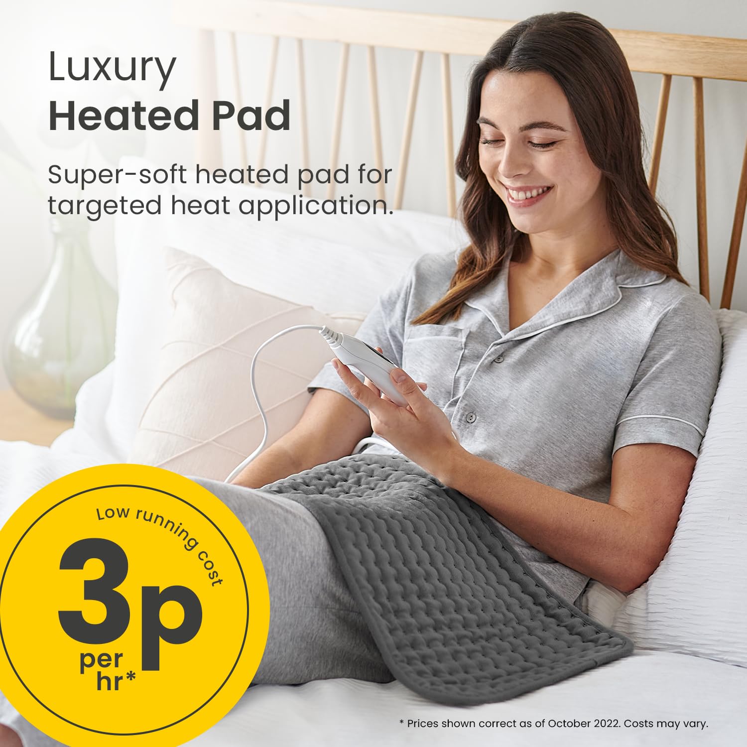 Cosi Home® Electric Heating Pad - Extra Large Machine Washable Heating Pad with Digital Remote & 6 Heat Settings for Pain Relief & Relaxation (Grey) - Perfect for Back Pain, Muscle Soreness & Cold Weather Comfort at Home or Office
