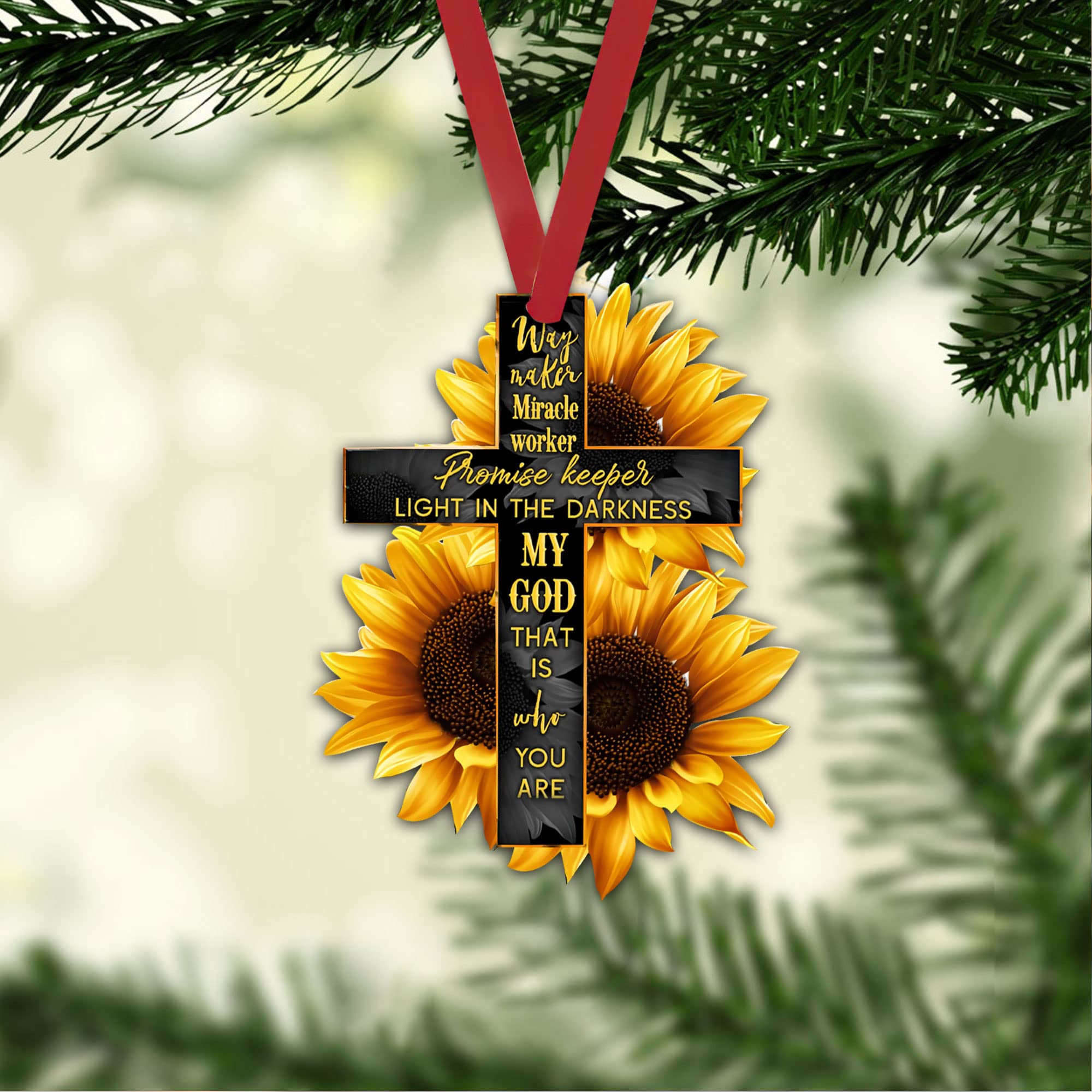 Talataca Sunflower Jesus God Way Maker Christian Bible Verse 2D Flat Car Rearview Mirror Charm - Inspirational Christian Car Accessory for Daily Commute & Spiritual Reflection