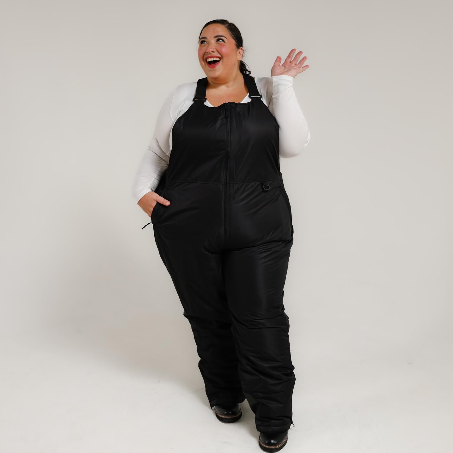 Women's Plus Size 1X-6X Waterproof Ski Snow Bib Pants with Higher Front - Warm Winter Snowboarding Overalls for Outdoor Activities