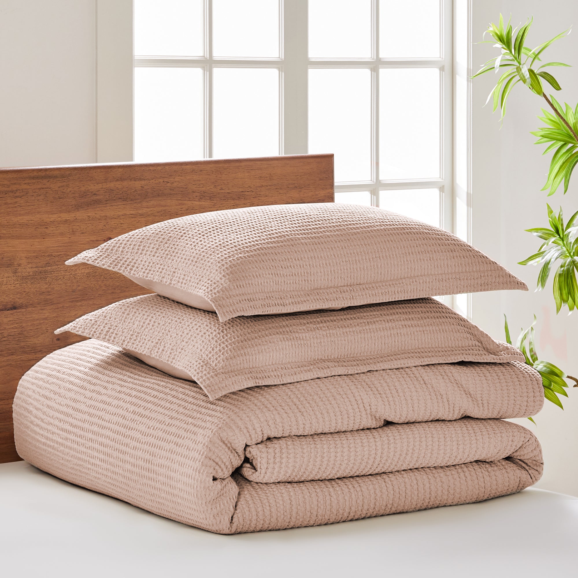 Premium Cloud Waffle Duvet Cover Set - Soft & Breathable Bedding - Queen/King Size - Luxury Textured Bedding for Cozy Sleep & Hotel-Style Comfort