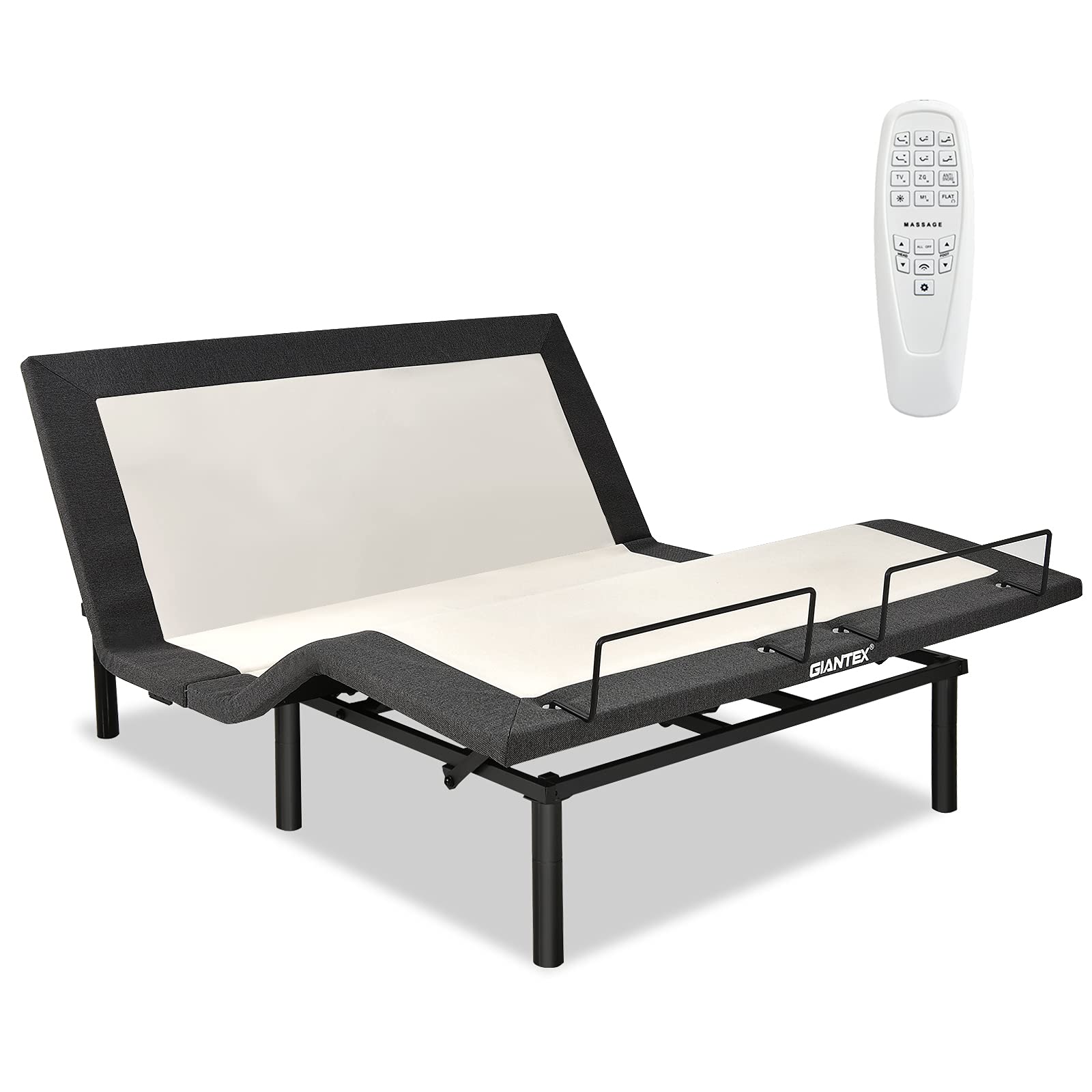 Giantex Queen Size Adjustable Bed Base with Remote Control - Zero Gravity Electric Bed Frame with Head & Foot Incline, Vibration Massage, USB Charging Ports, Under-Bed LED Nightlight, Preset & Memory Positions - Perfect for Home, Office, or Hospital Use