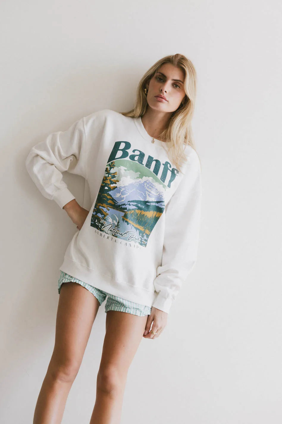 Banff National Park Graphic Crewneck Sweatshirt - Cozy Pullover for Men & Women - Final Sale - Perfect for Hiking, Travel & Casual Wear