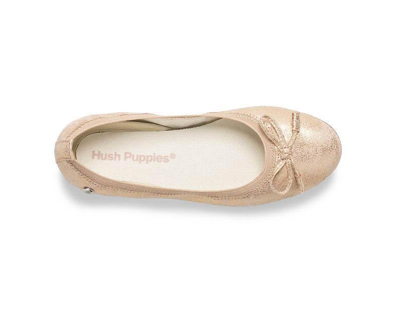 Hush Puppies Rose Gold Josie Youth Flat Shoes for Girls - Comfortable & Stylish School, Casual Wear & Everyday Outfits