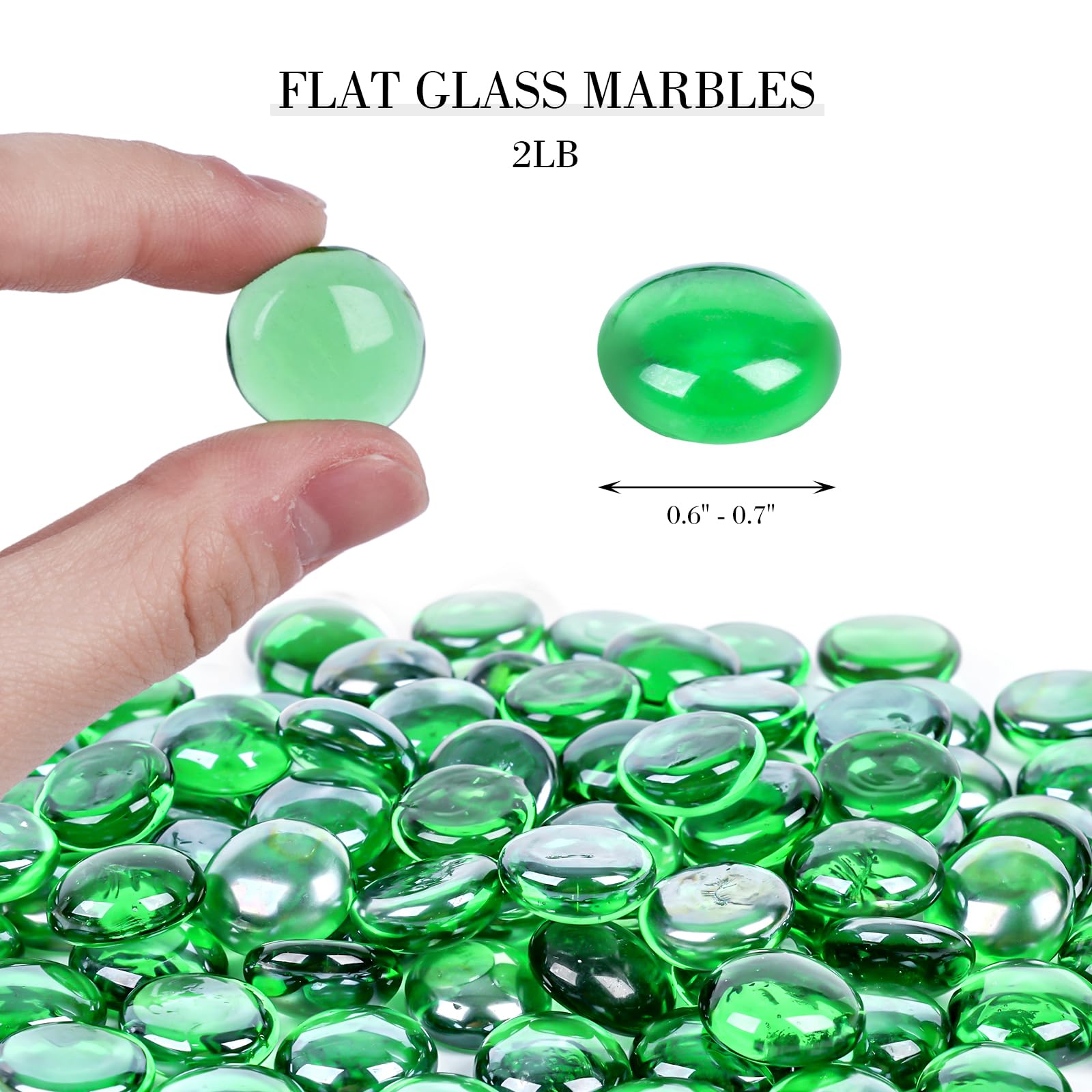 DomeStar 2LB Green Flat Glass Marbles for Vases, Aquariums & DIY Crafts - Decorative Pebbles, Fish Tank Rocks, Table Scatter - Perfect for Home Decor, Wedding Centerpieces & Party Decorations