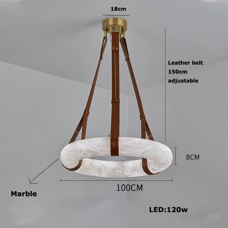 Spanish Marble Ring Chandelier - Elegant Crystal Lustre Lighting Fixture for Dining Room, Living Room, and Bedroom Decor