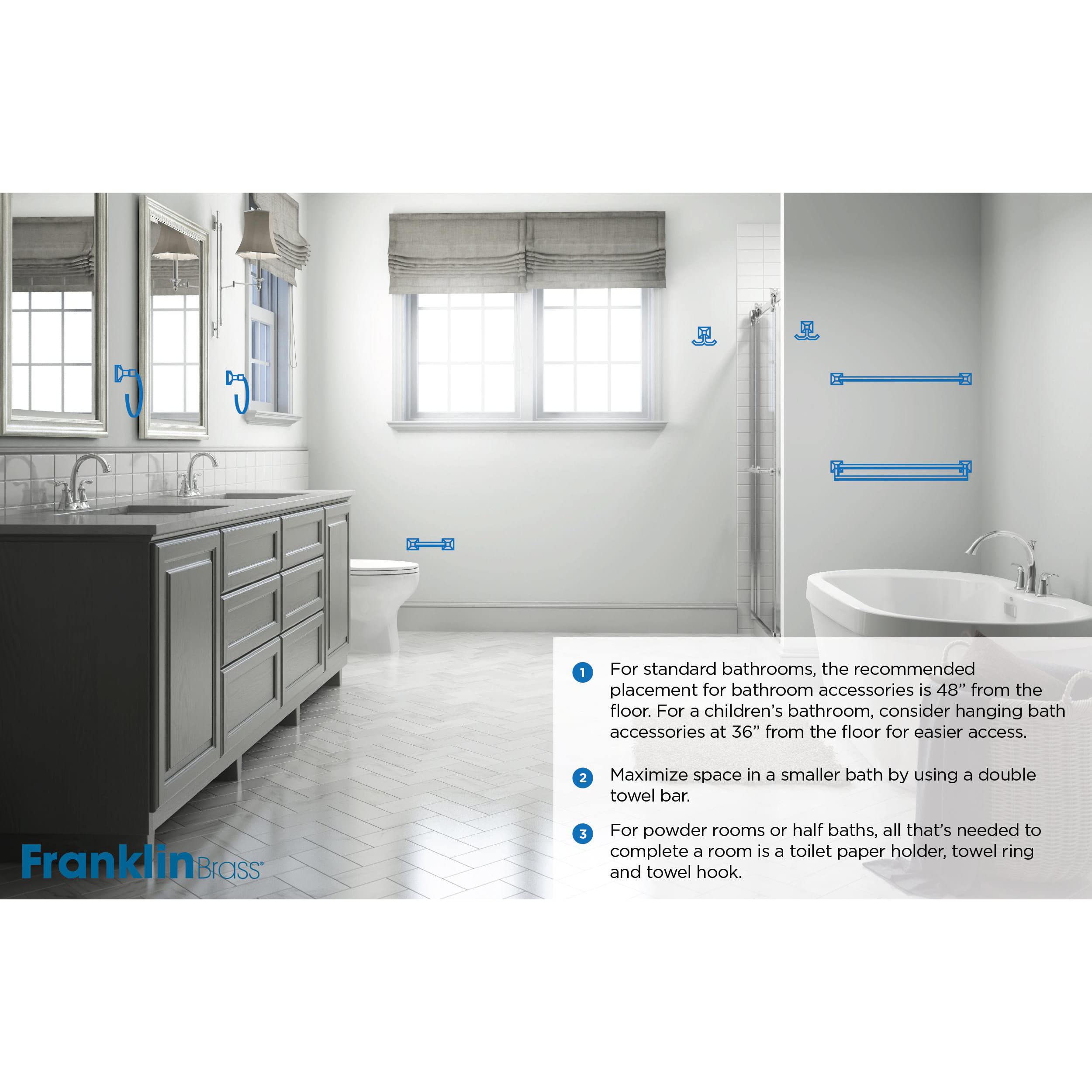 Franklin Brass Jamestown 1-Pack Brushed Nickel Toilet Paper Holder - Spring-Loaded Wall Mount Bathroom Tissue Roll Holder for Home & Office - Perfect for Bathroom Organization, Storage & Easy Access