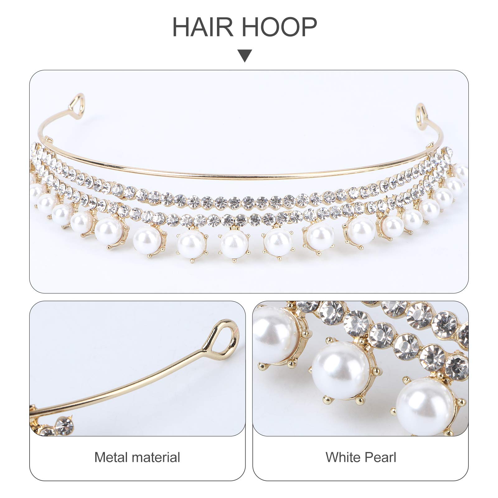 Crystal Rhinestone Headband with Pearls - Wedding Tiara for Brides & Princesses