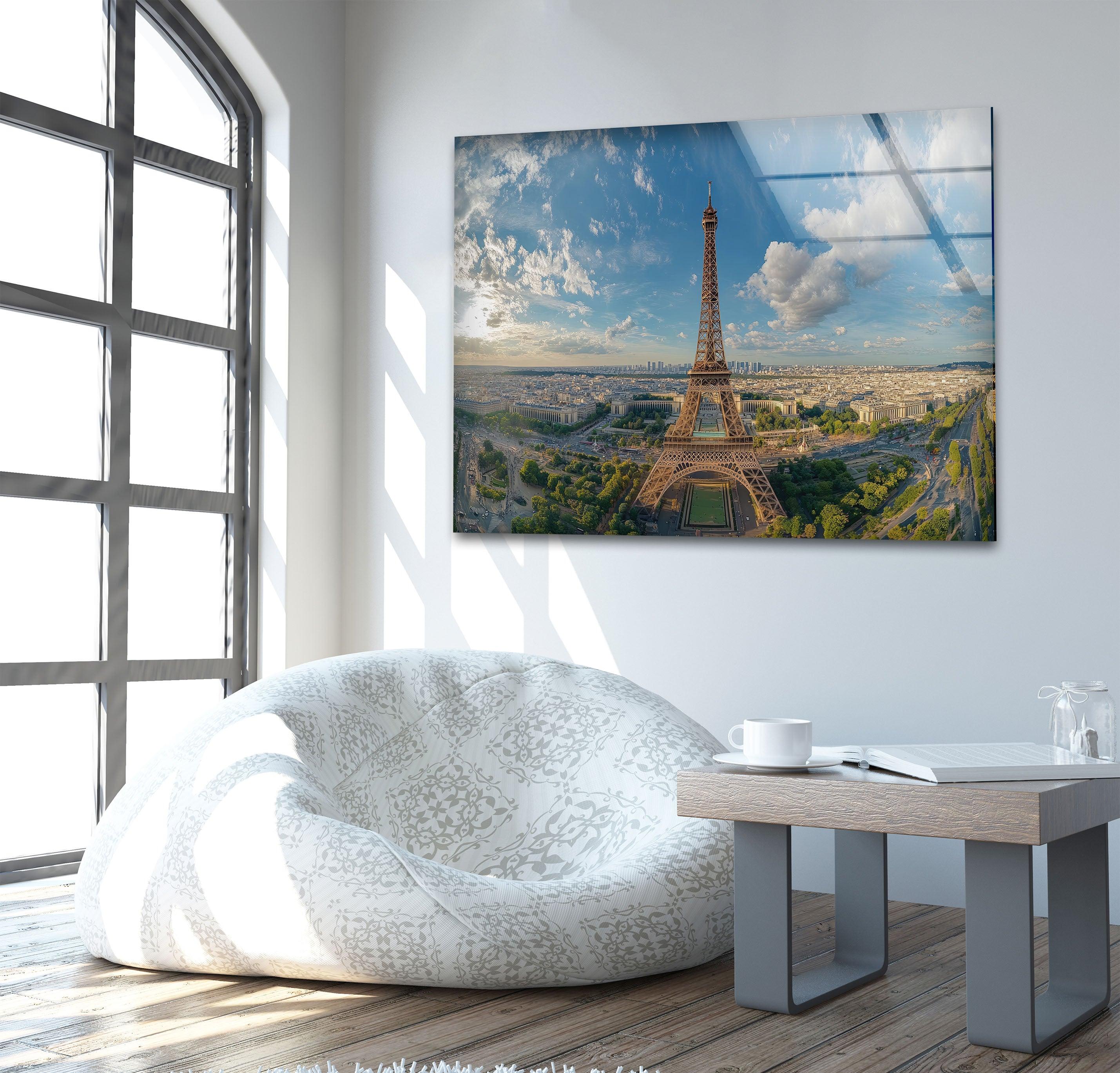 Paris Eiffel Tower Glass Wall Art - Elegant Landscape Decor for Living Room, Bedroom & Office