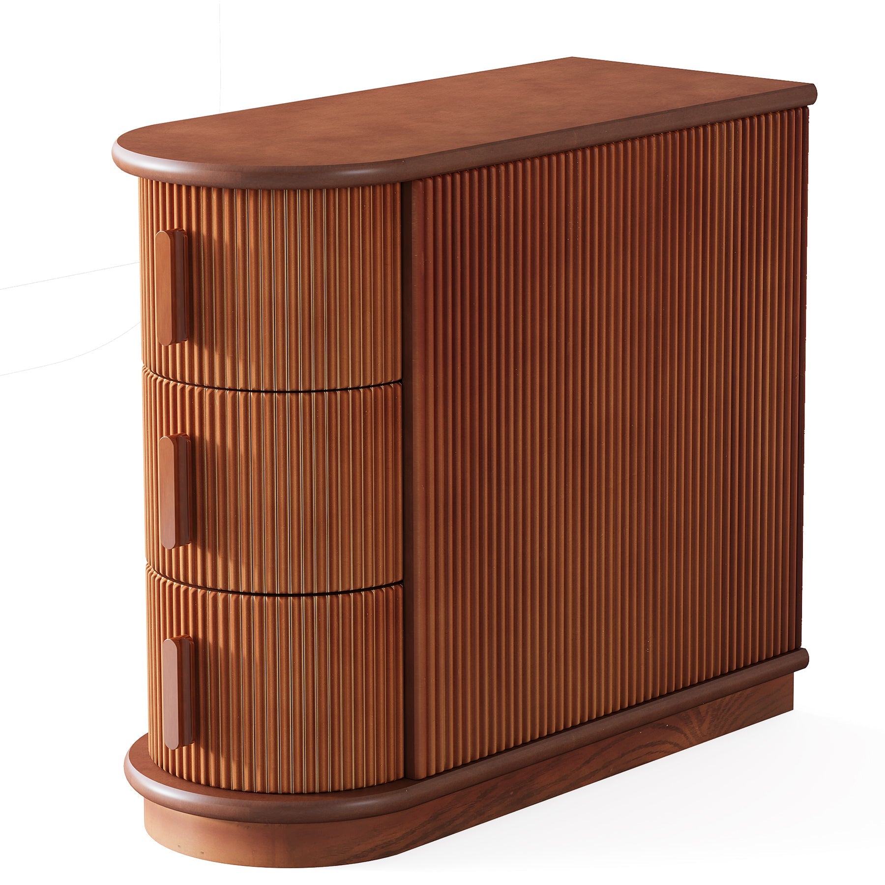 Modern Wooden End Table with 3 Drawers - Narrow Nightstand for Small Spaces | Perfect for Bedroom, Living Room & Office Use