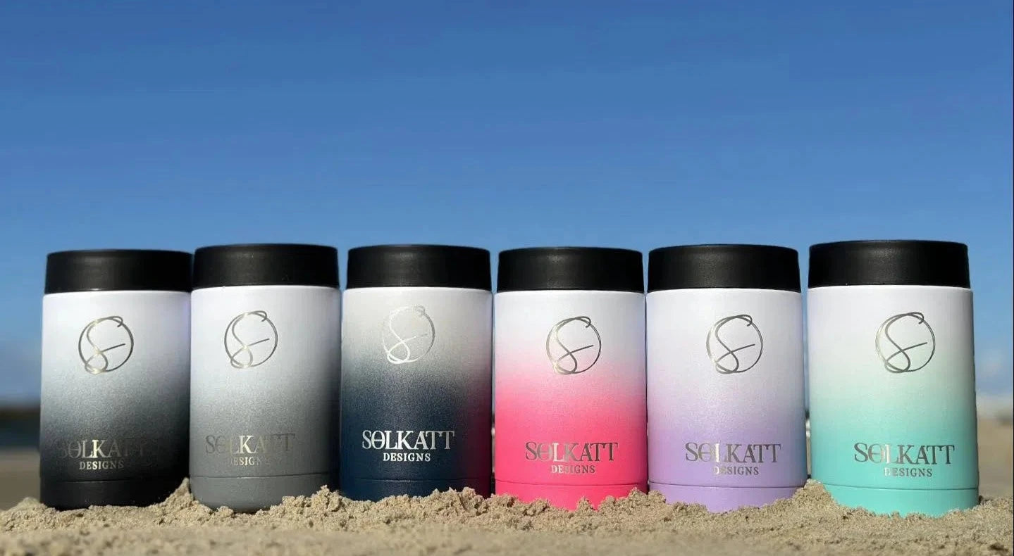 Hot Pink Ombre Insulated Stainless Steel Stubby Cooler - Perfect for Outdoor Parties, Beach Trips & BBQ Gatherings