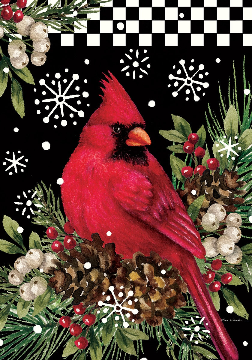 Cardinal Pinecones 12x18 Inch Garden Flag - Decorative Outdoor Seasonal Decor for Yard, Porch, and Patio
